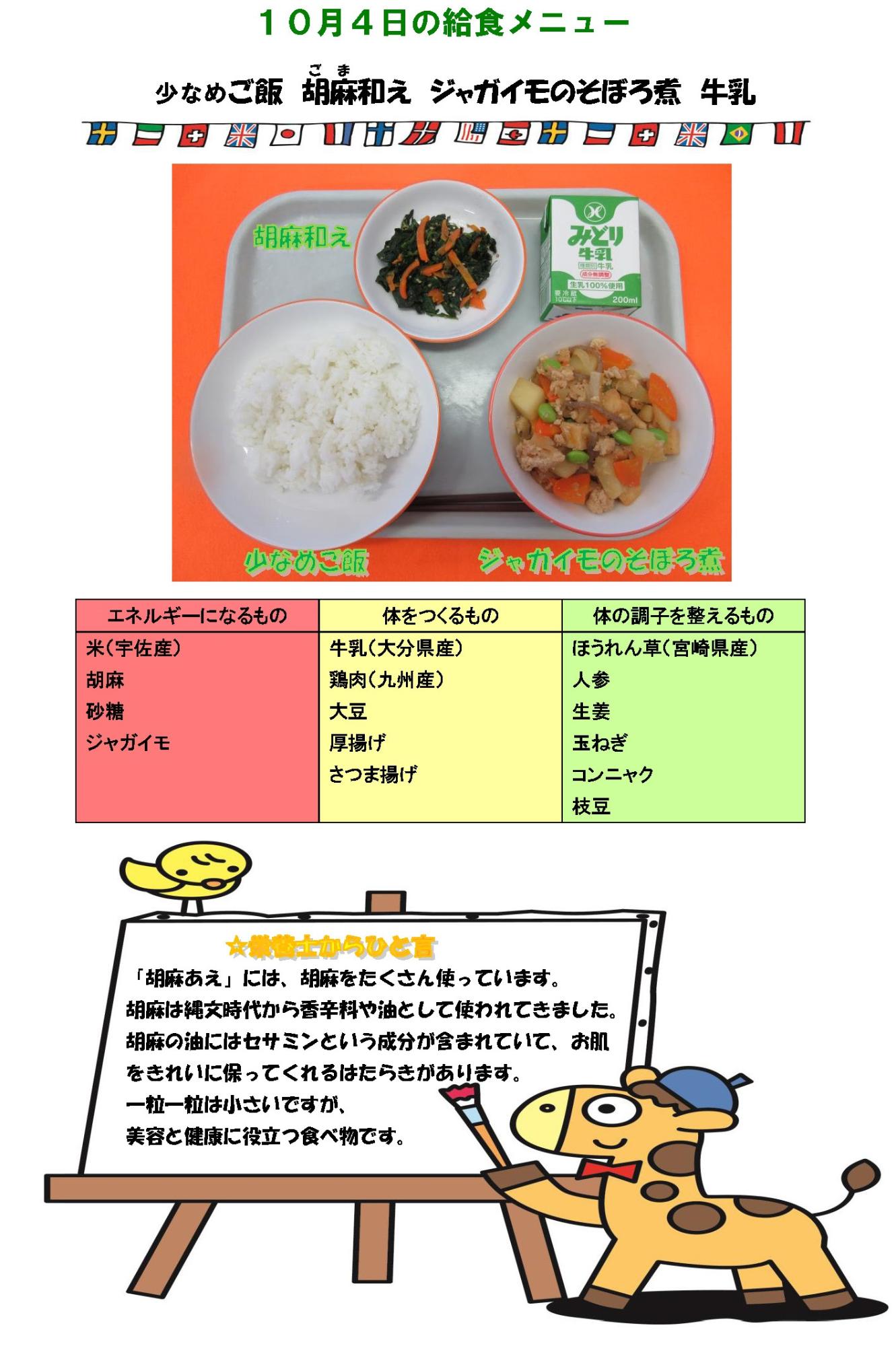 10月4日の給食