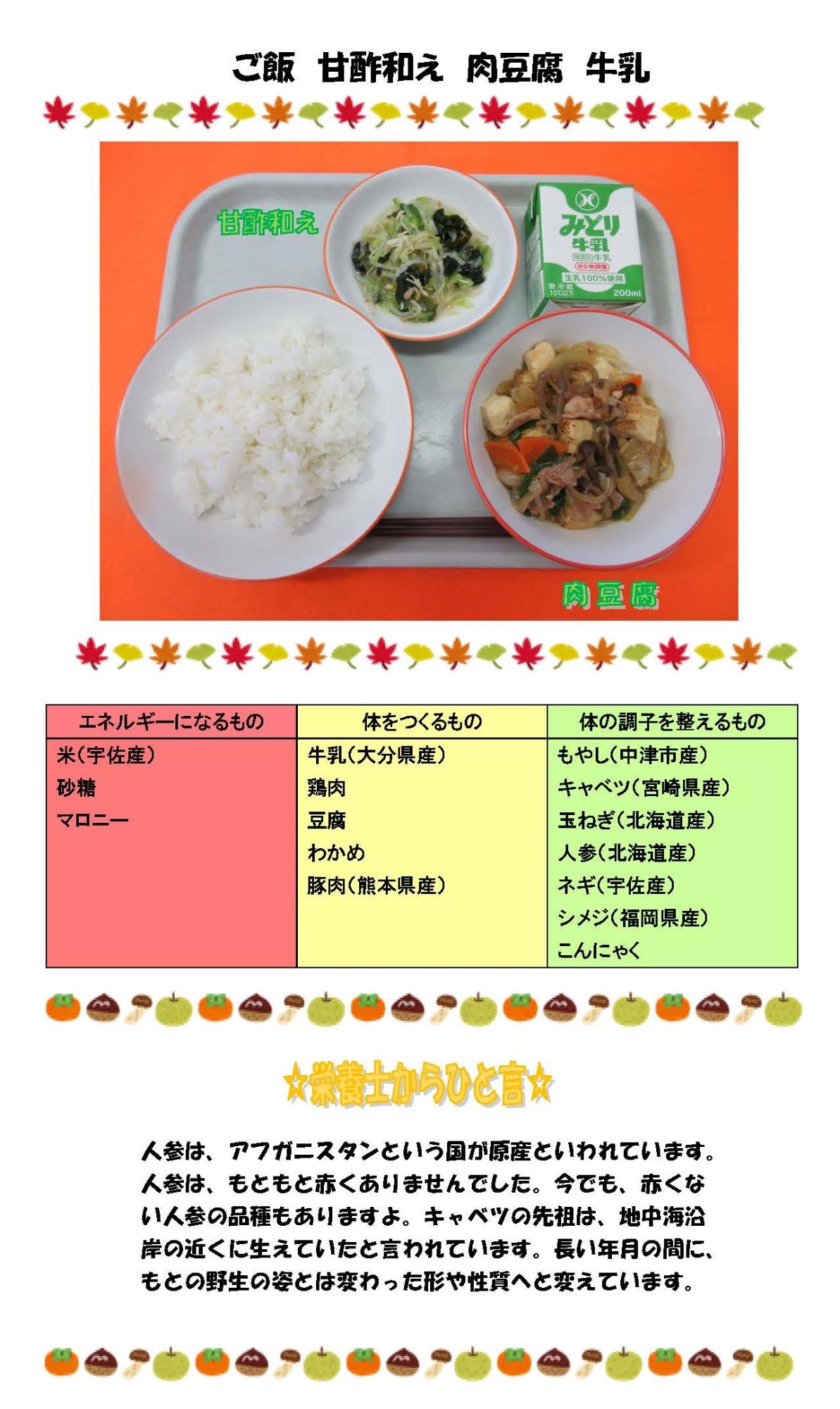 11月8日の給食