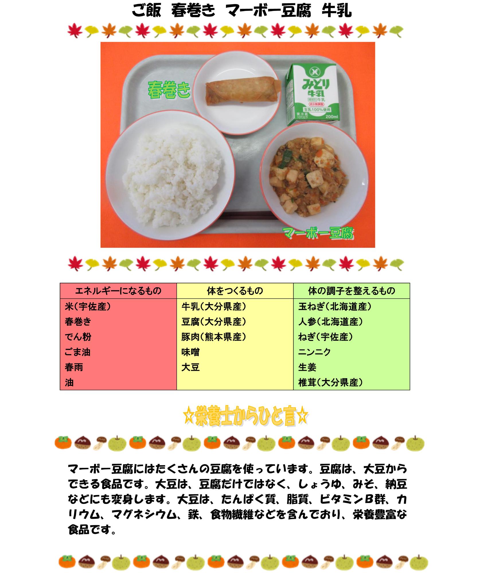 11月2日の給食