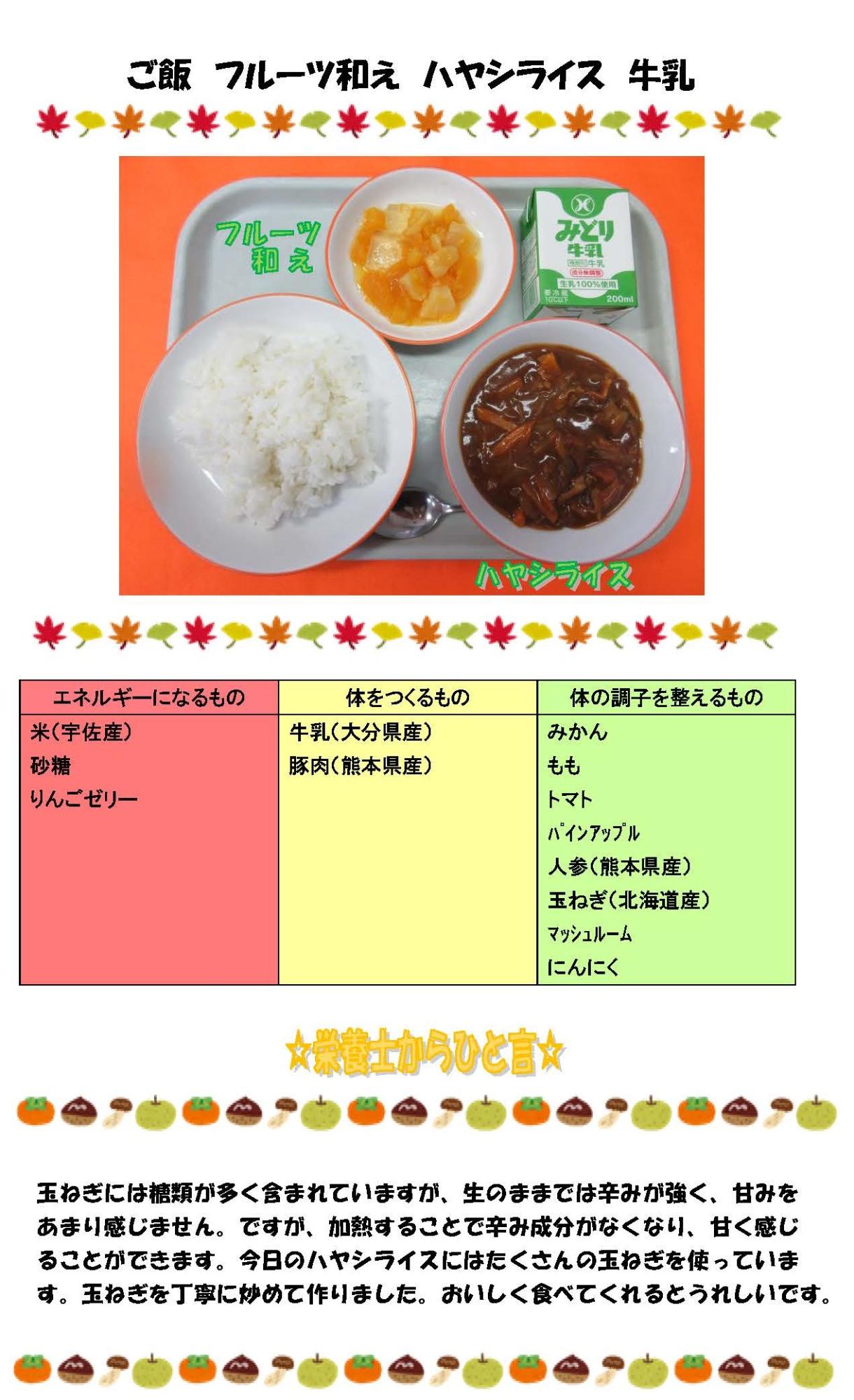11月10日の給食