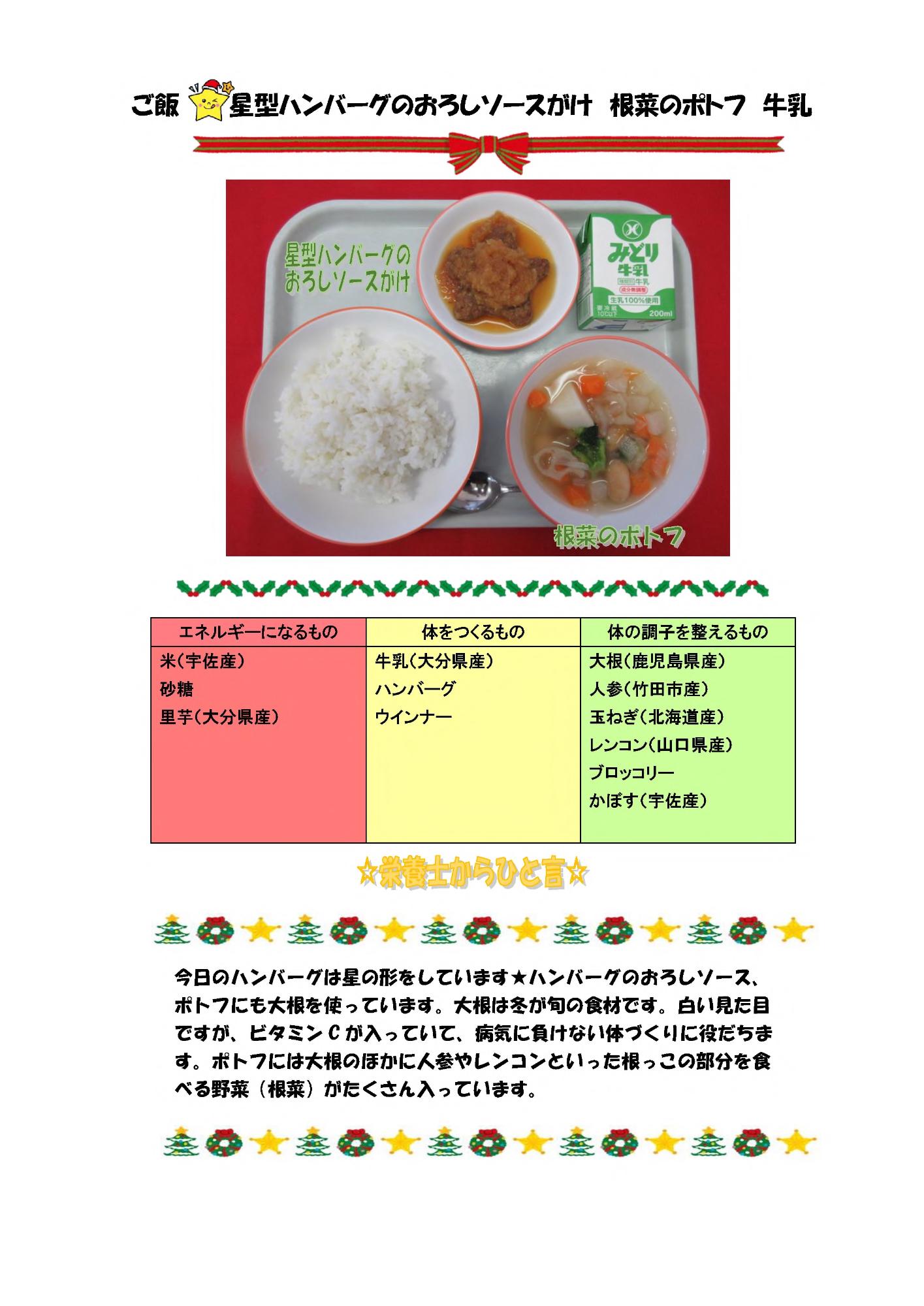 12月6日の給食