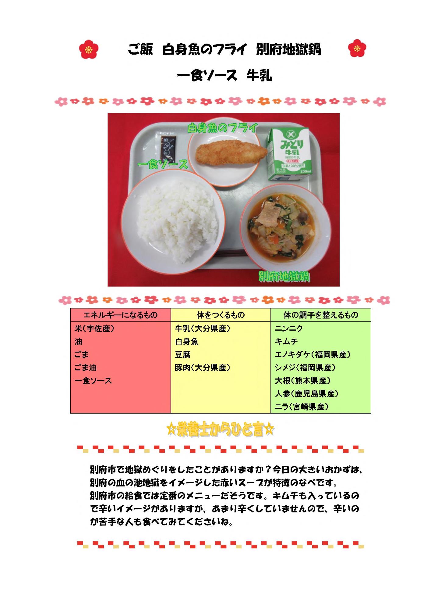 1月27日の給食