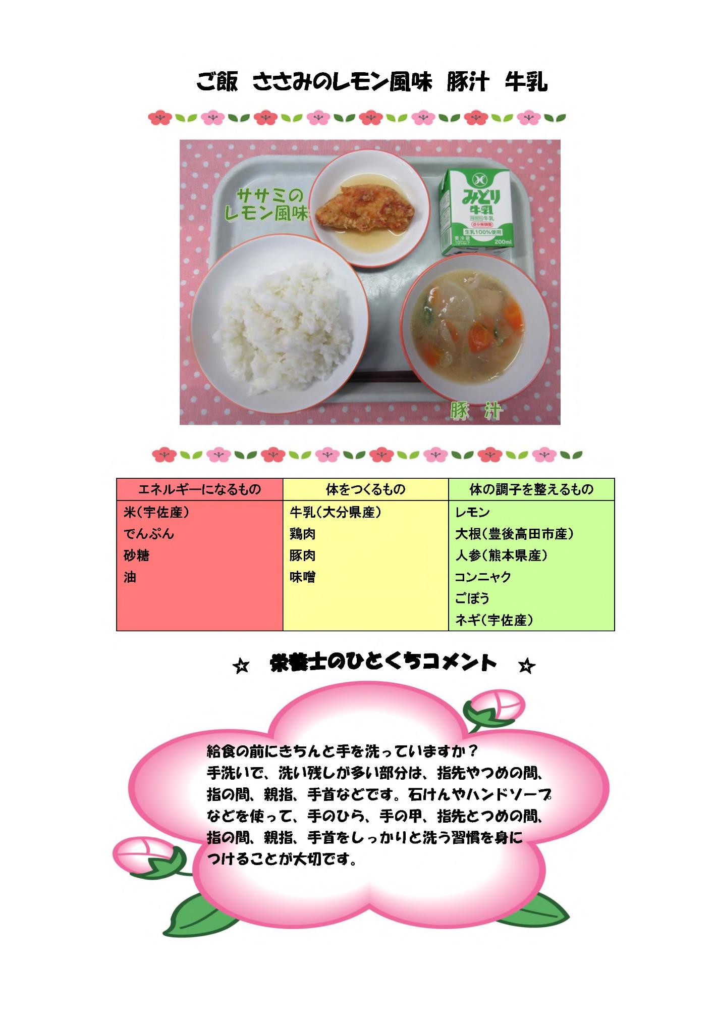 3月1日の給食