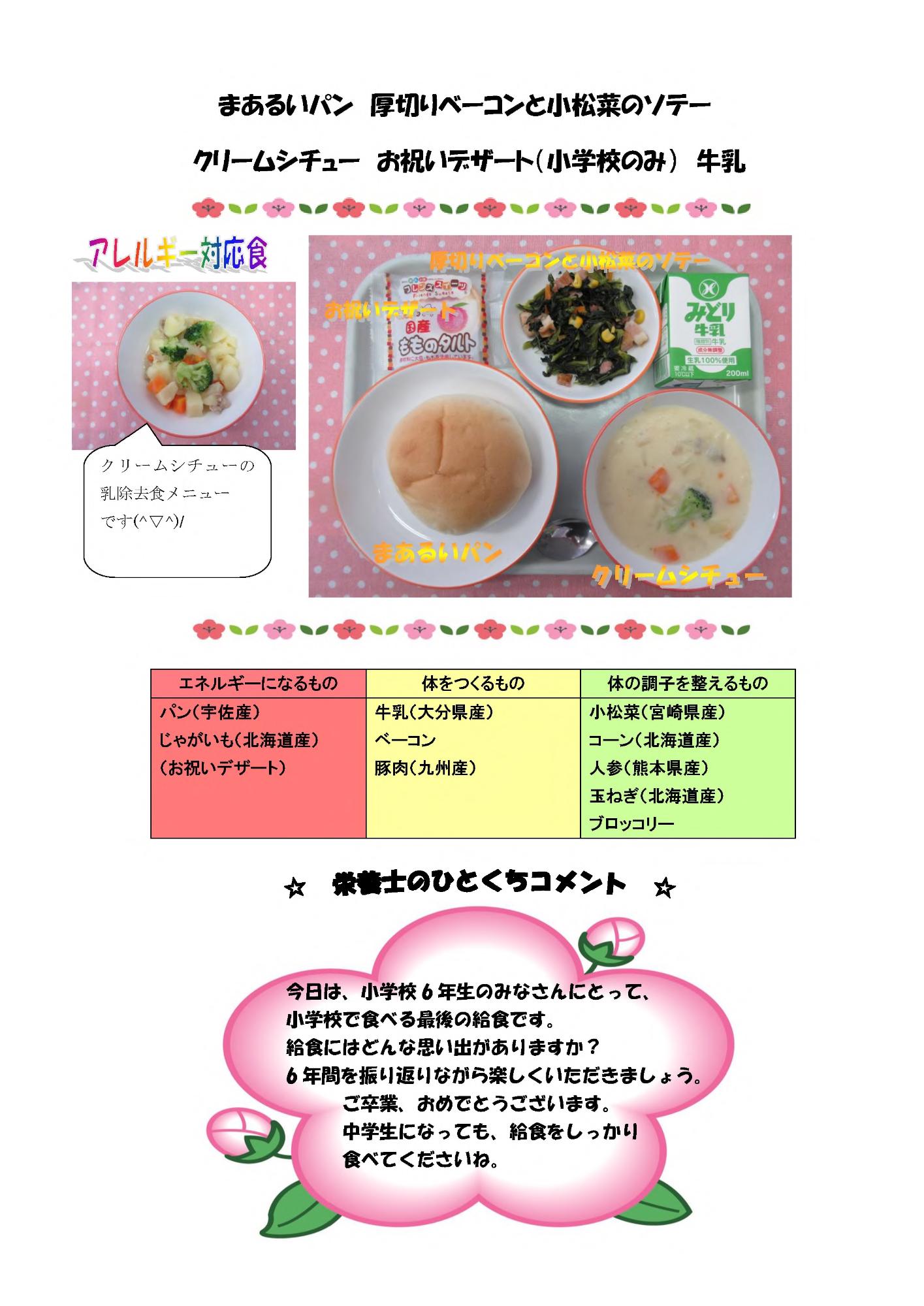 3月17日の給食