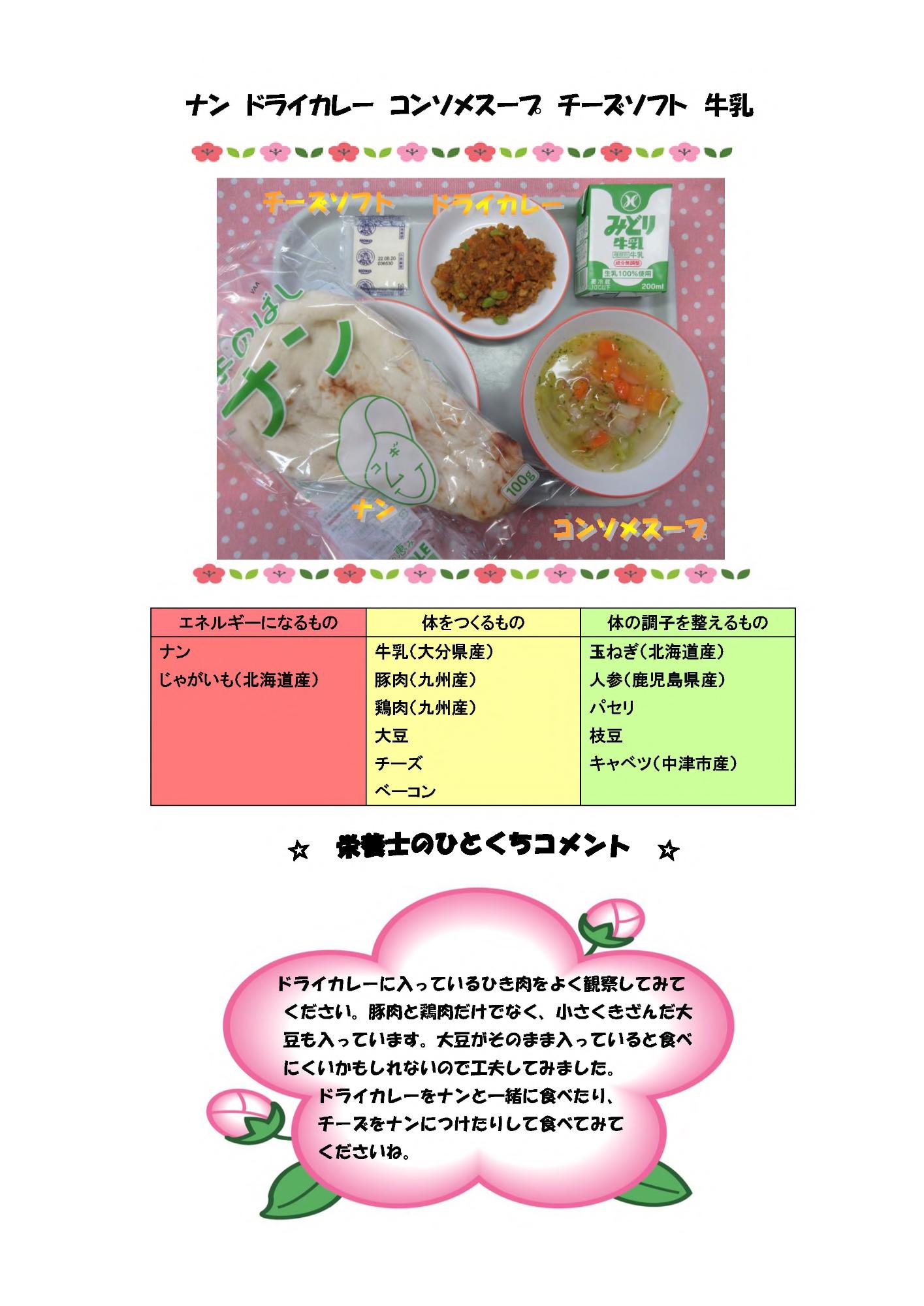 3月8日の給食