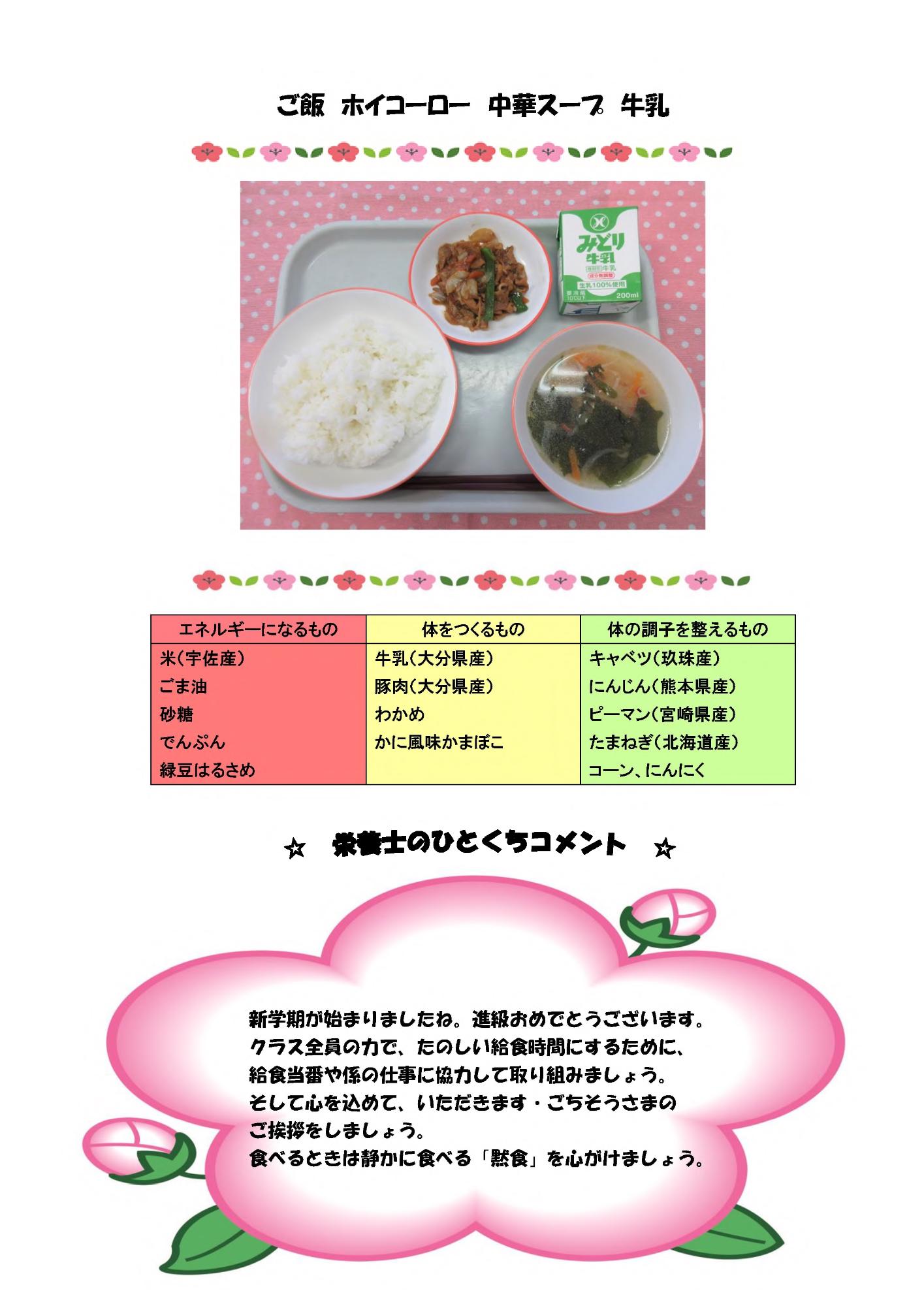 4月8日の給食