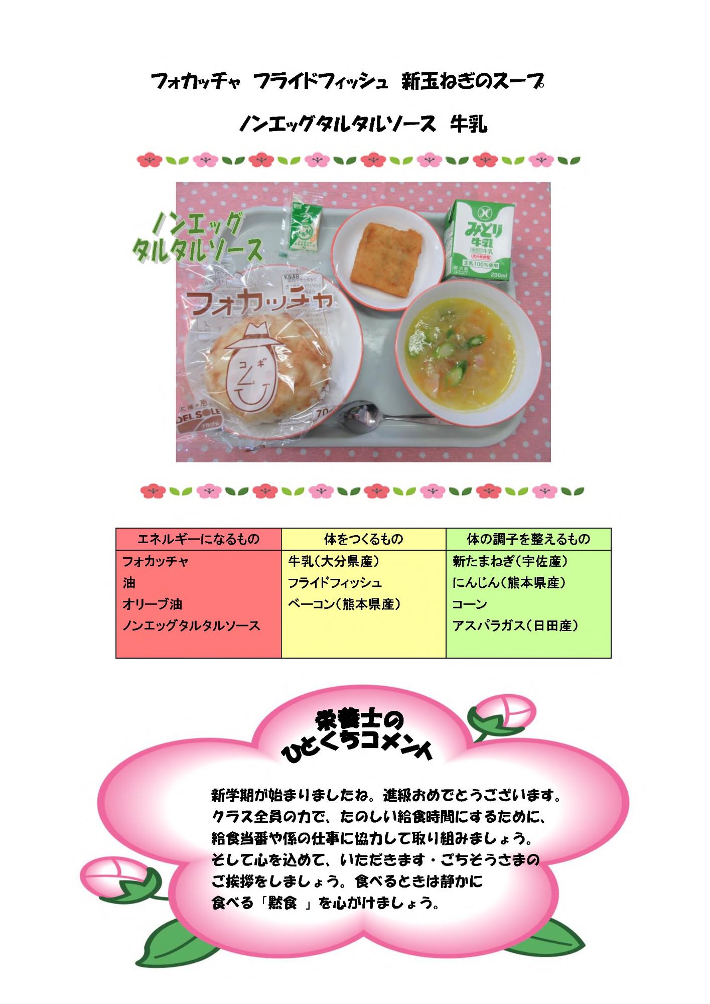 4月8日の給食