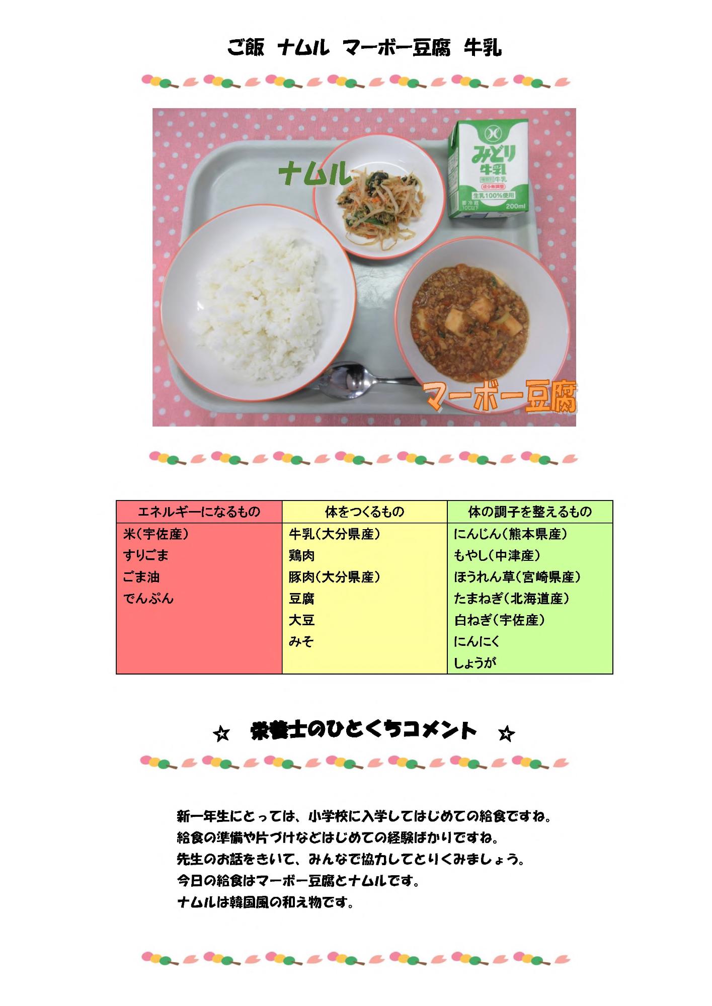4月14日の給食