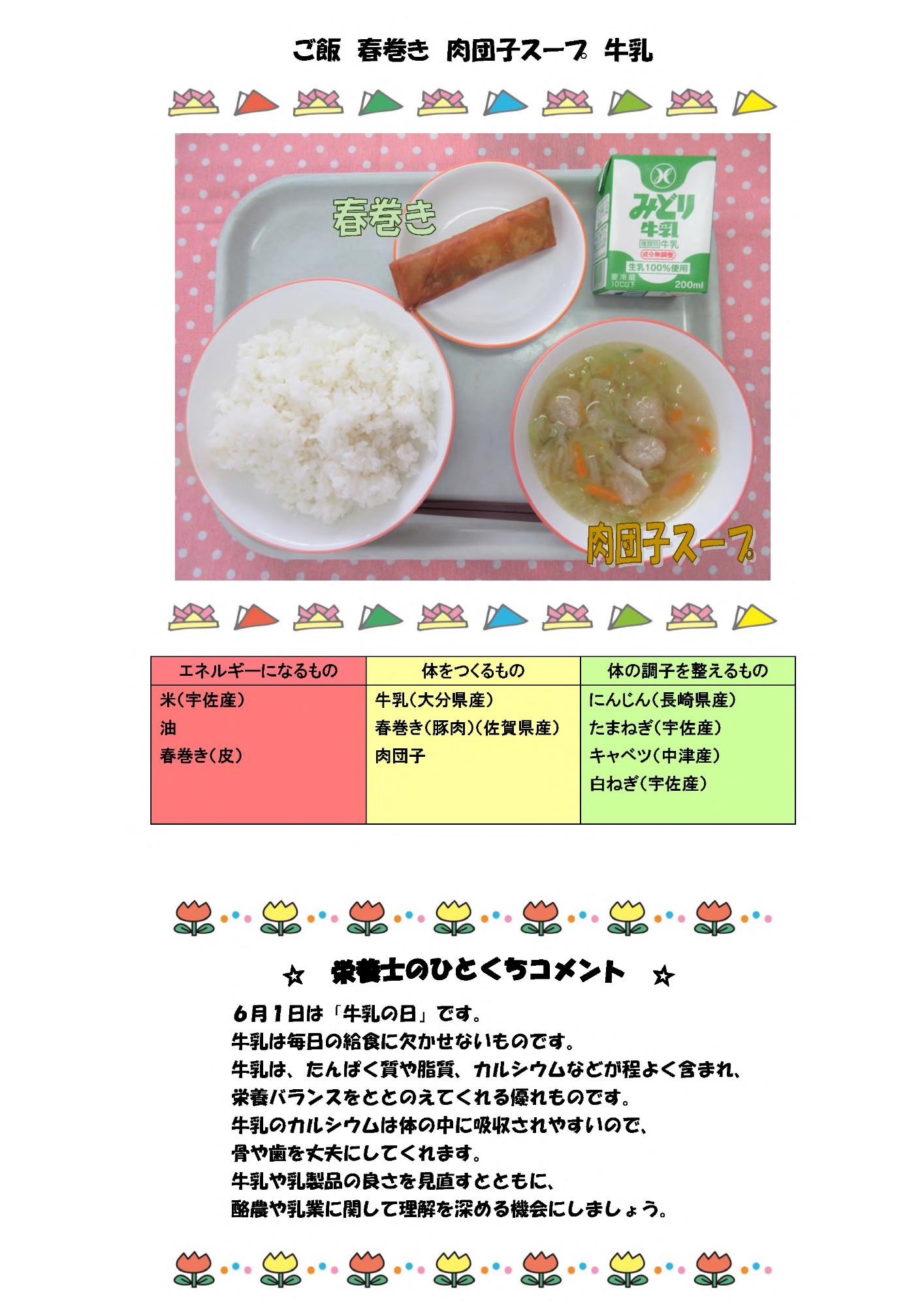 6月1日の給食