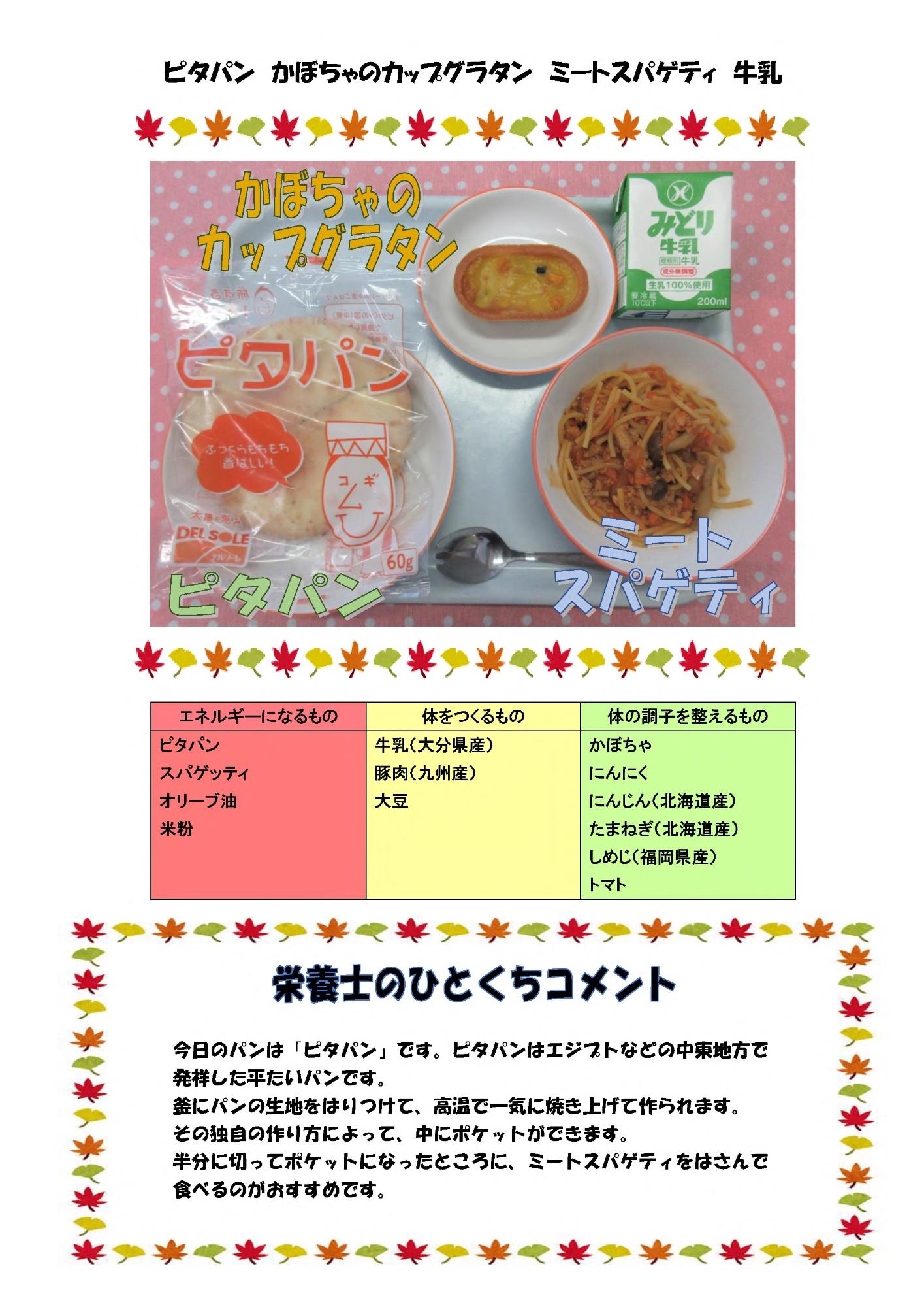 11月2日の給食