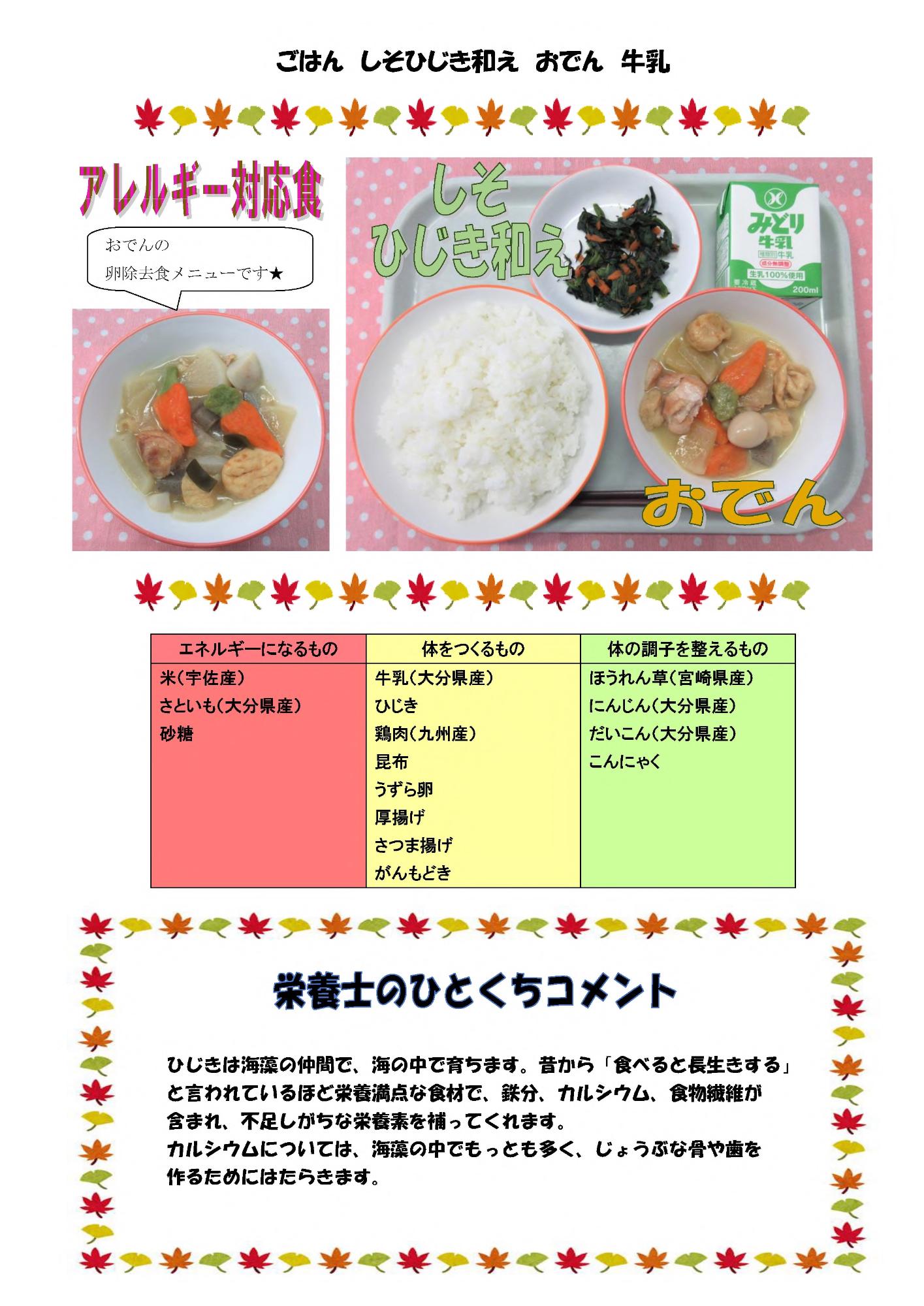 11月16日の給食