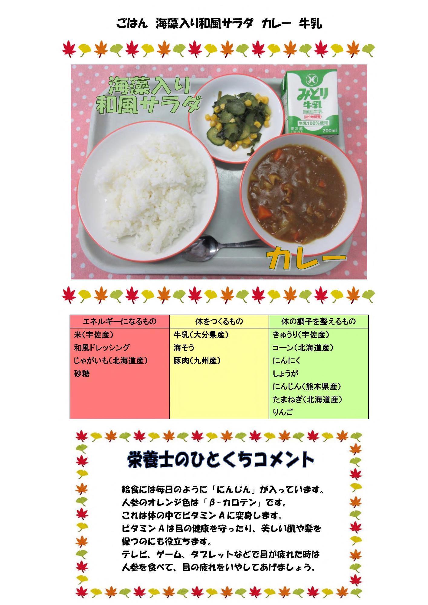 11月29日の給食