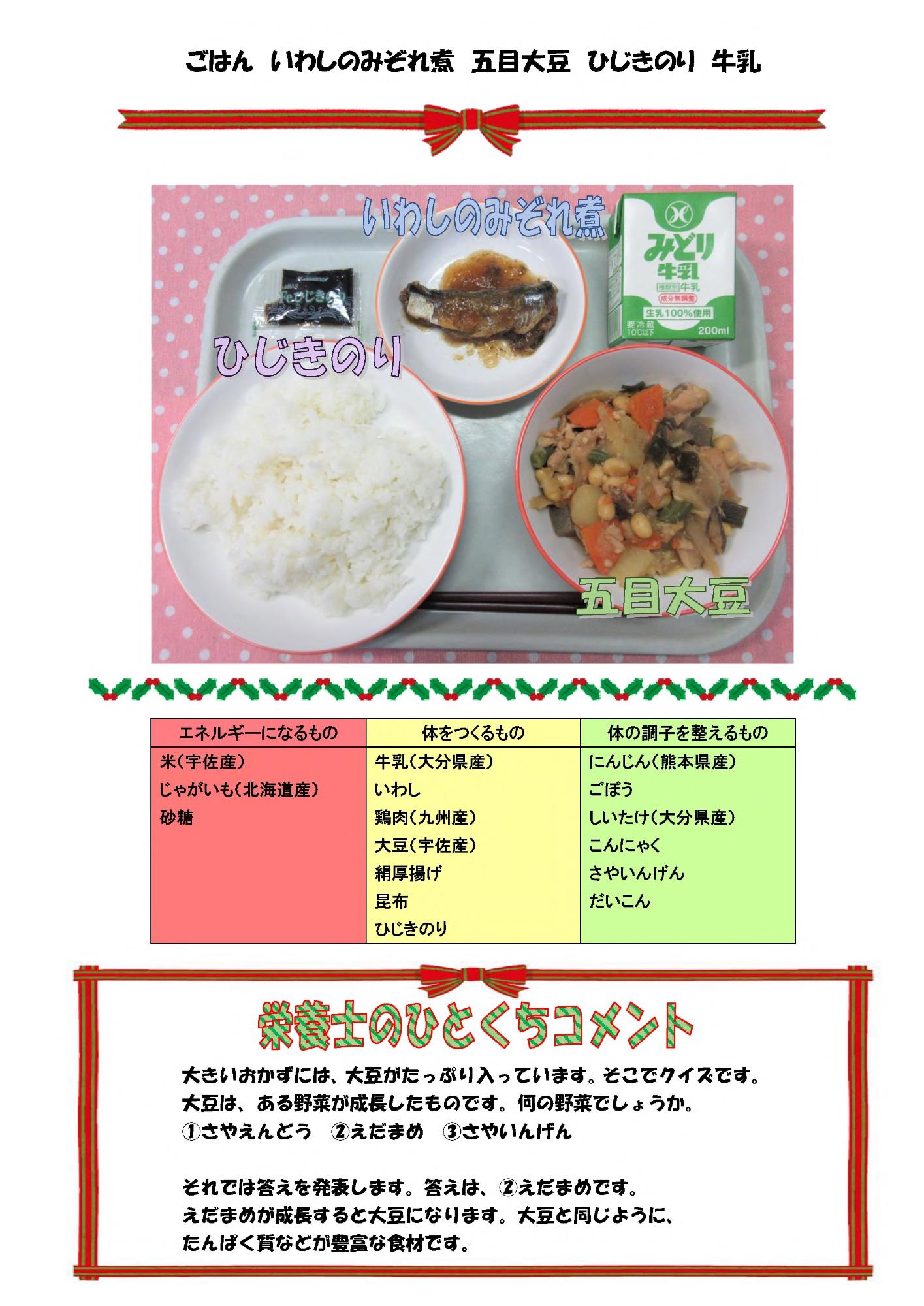12月1日の給食