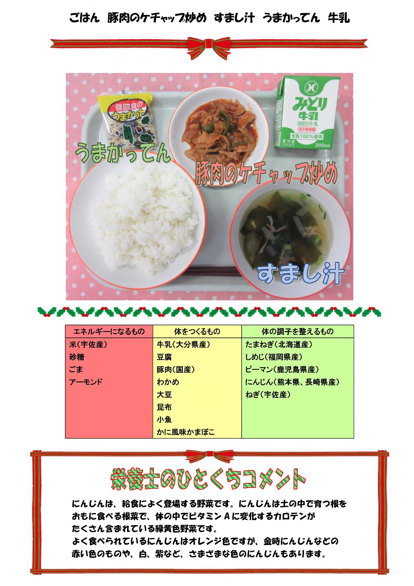 12月7日の給食