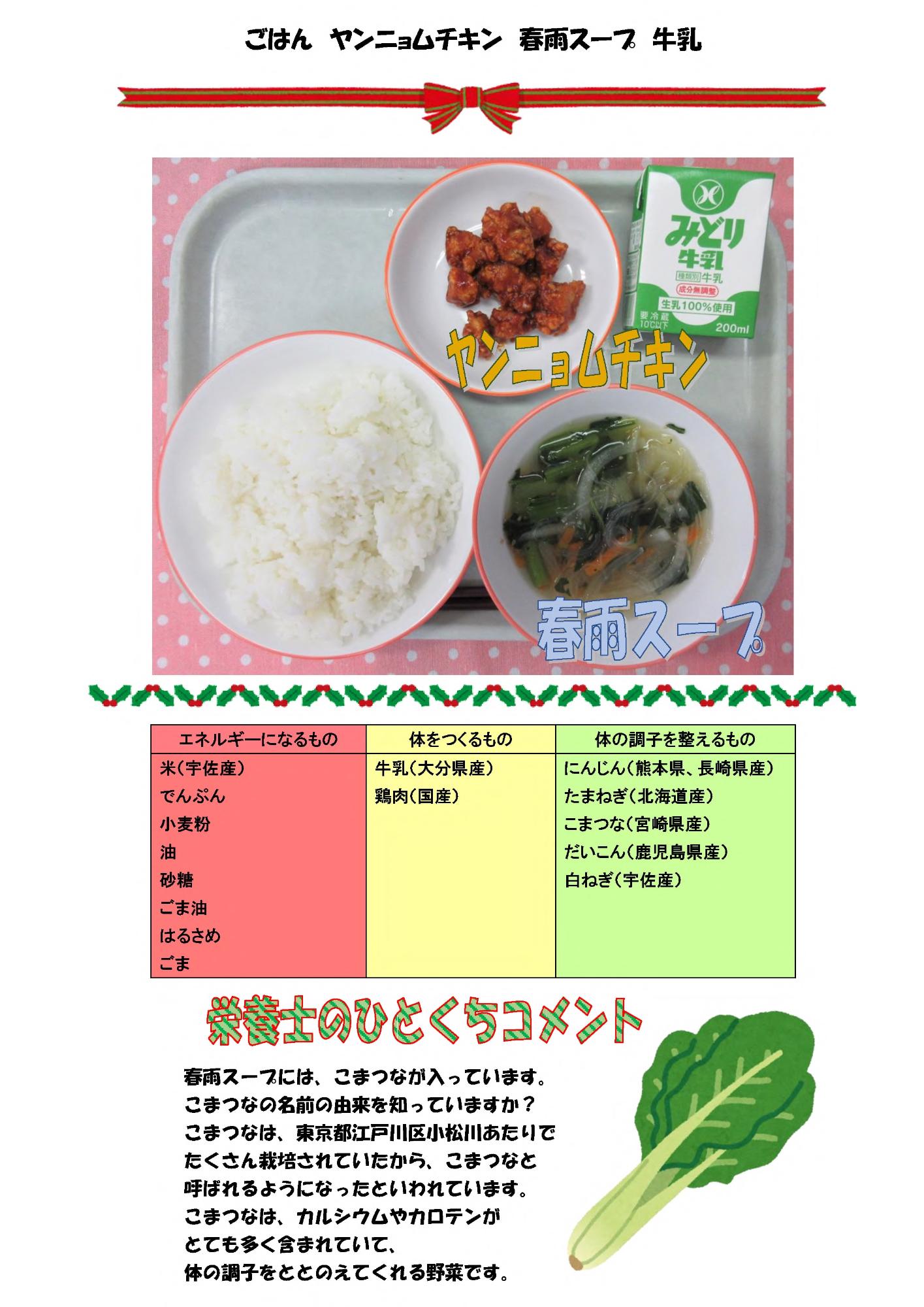 12月7日の給食