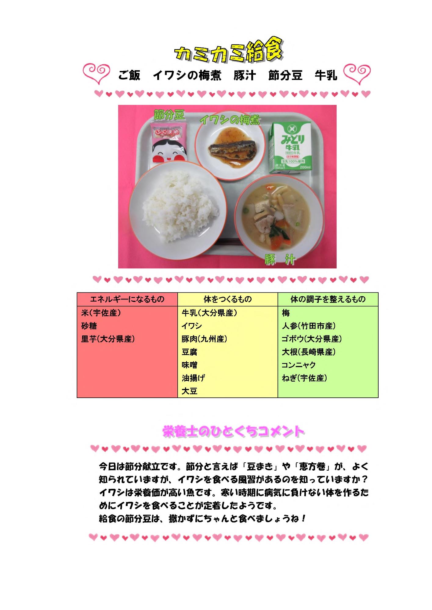 2月3日の給食
