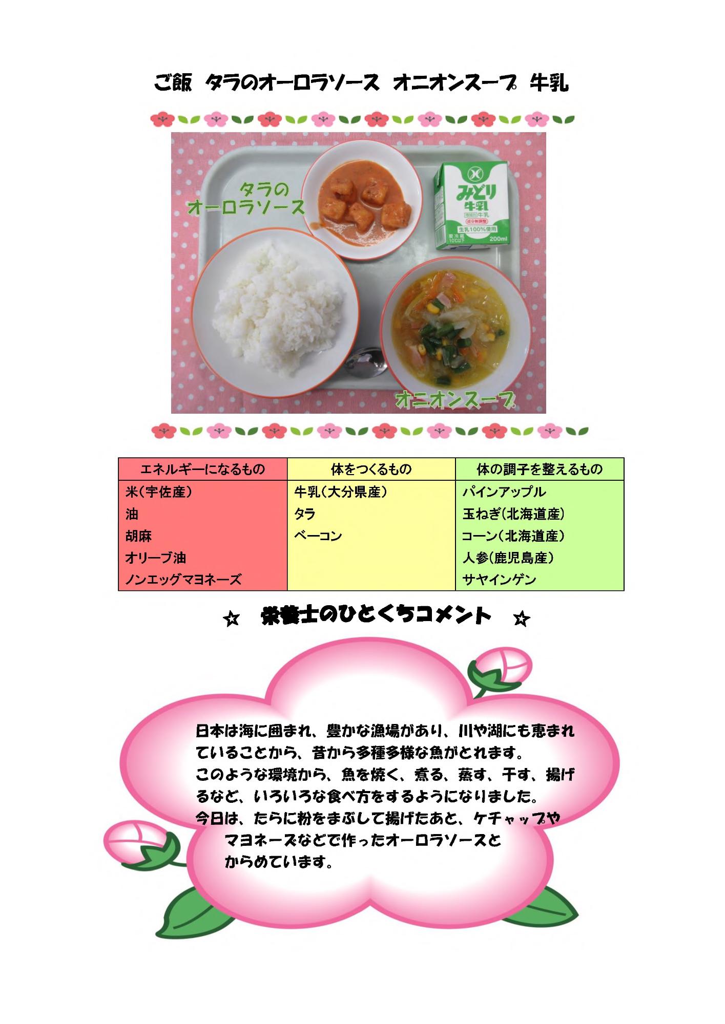 3月23日の給食