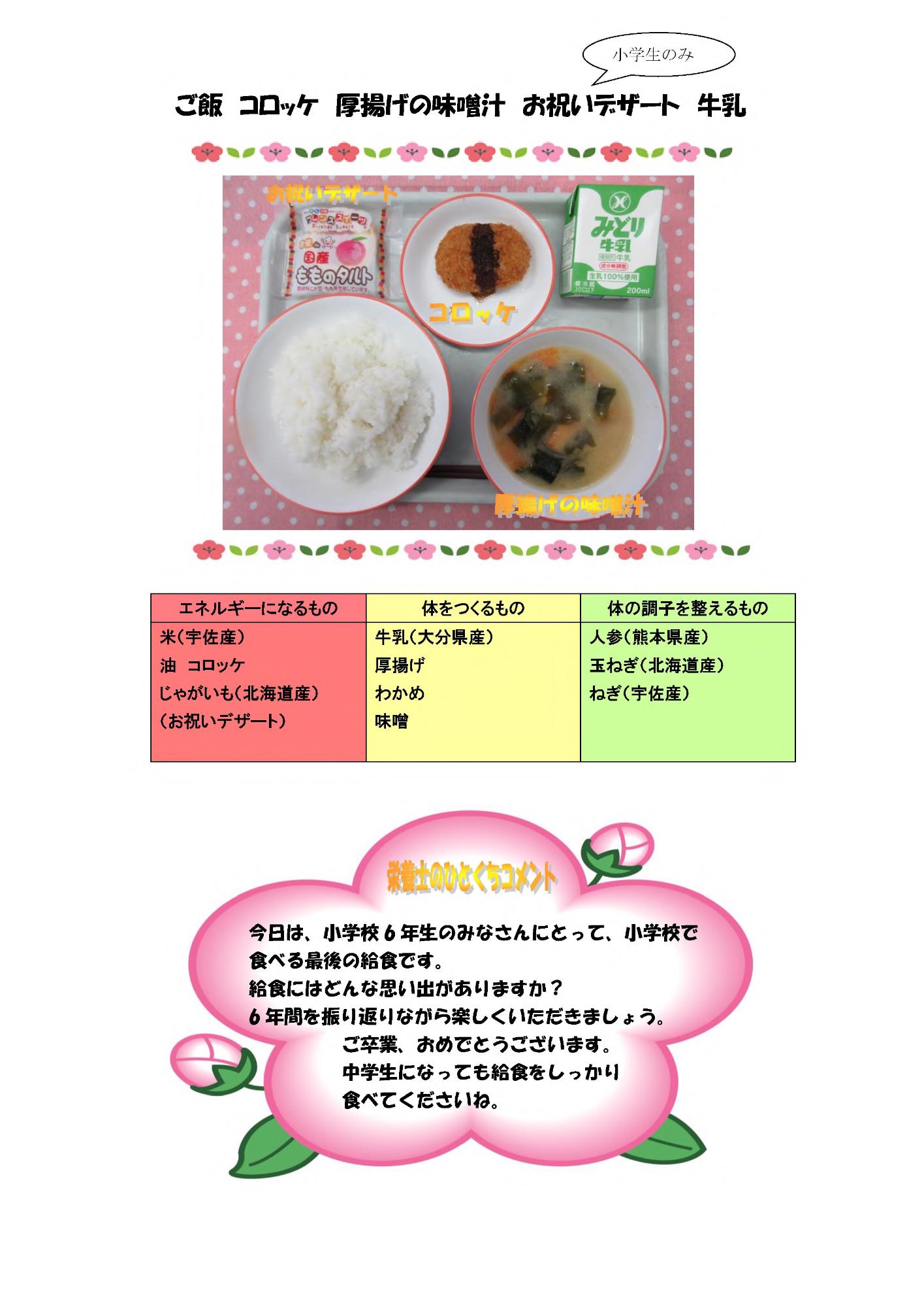 3月17日の給食