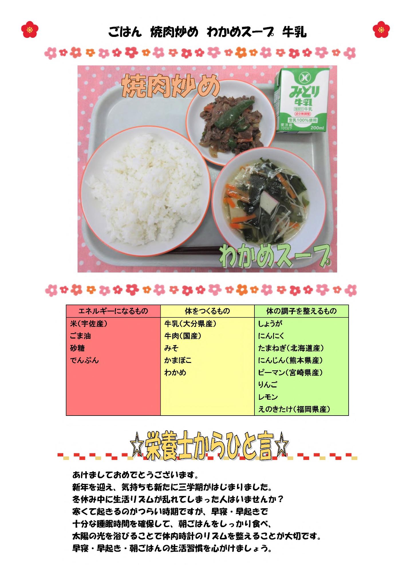 1月10日の給食