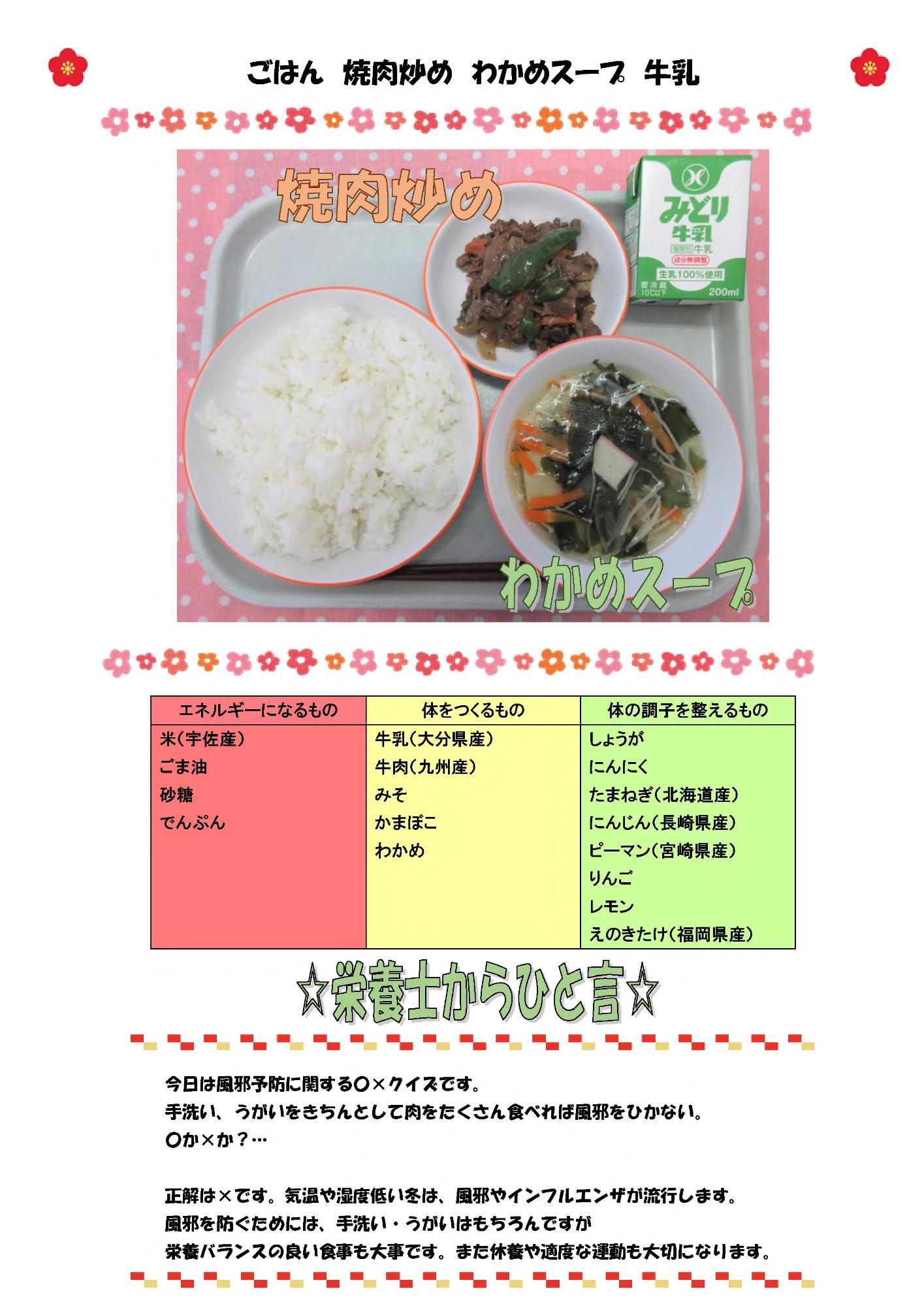 1月30日の給食
