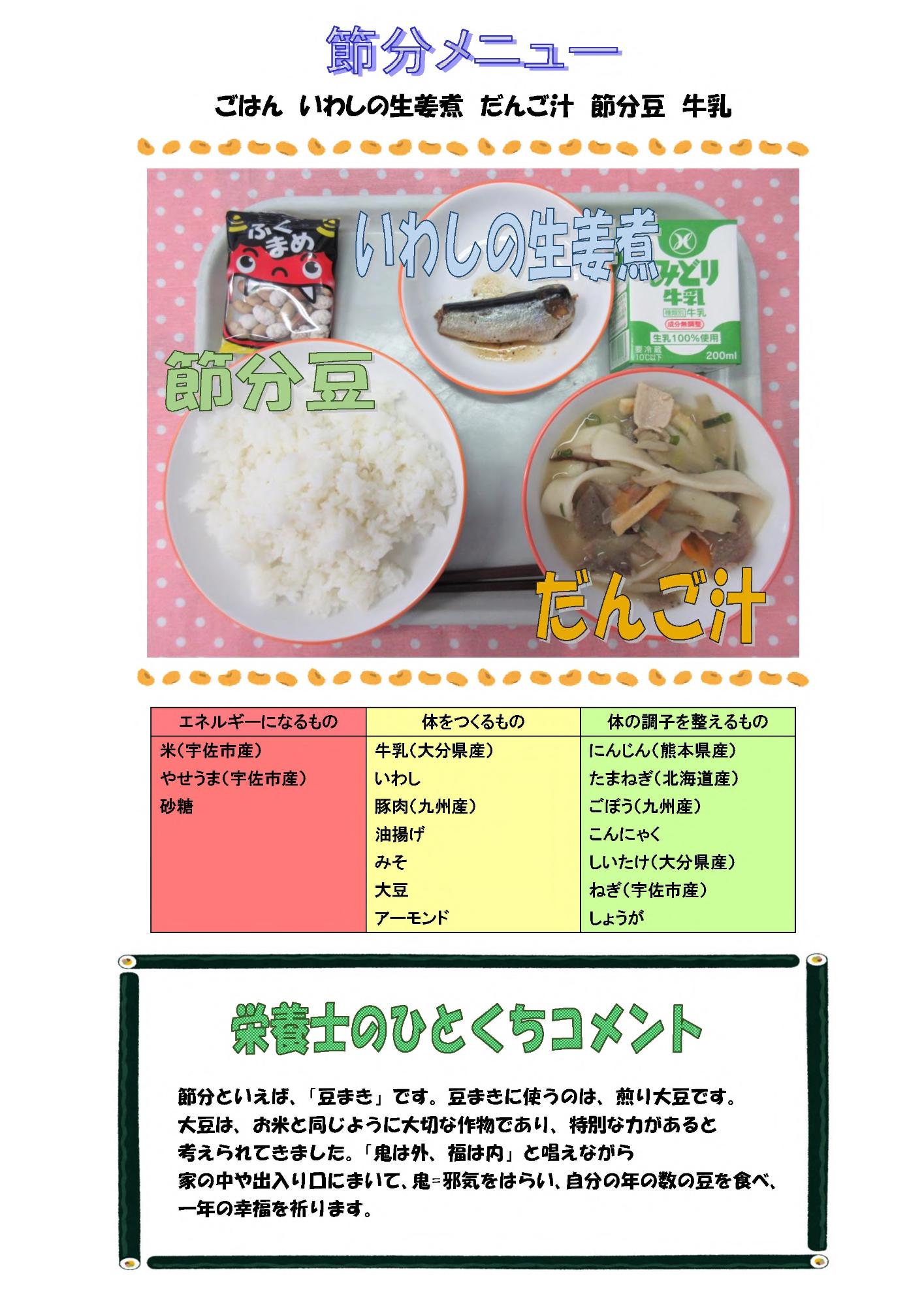 2月3日の給食