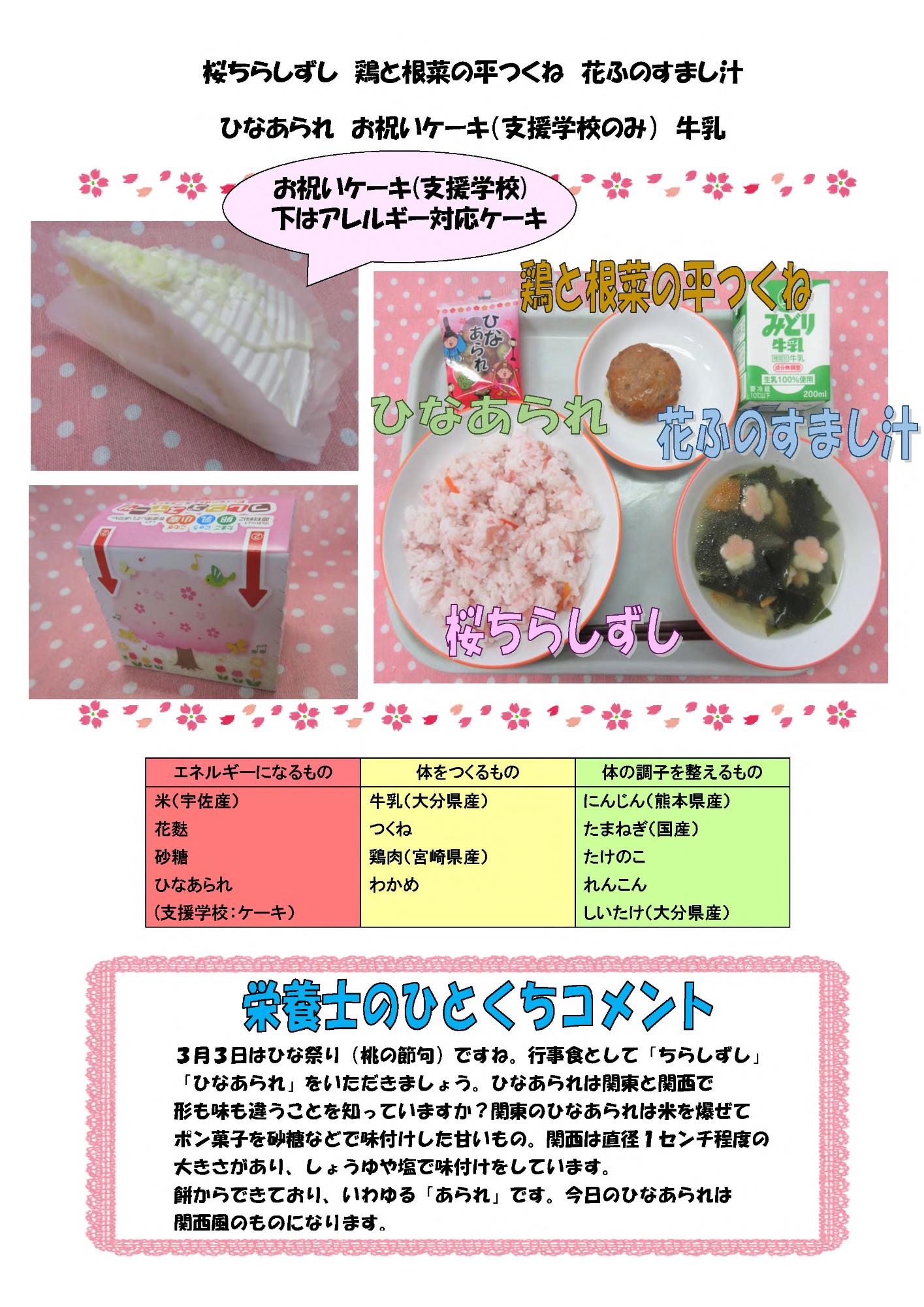 3月1日の給食