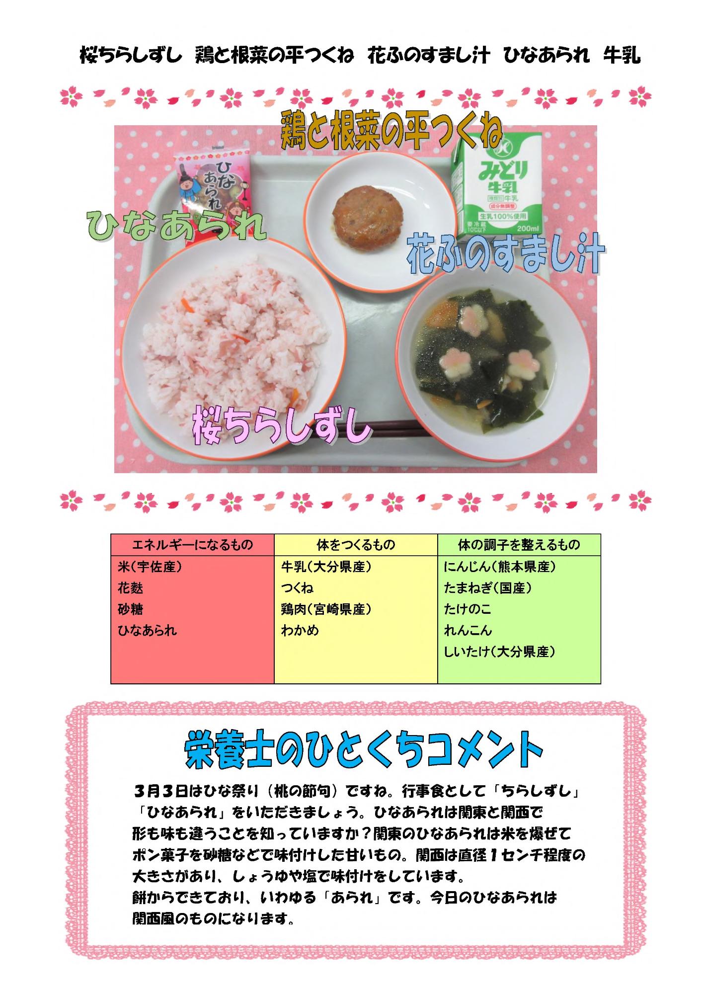 3月2日の給食