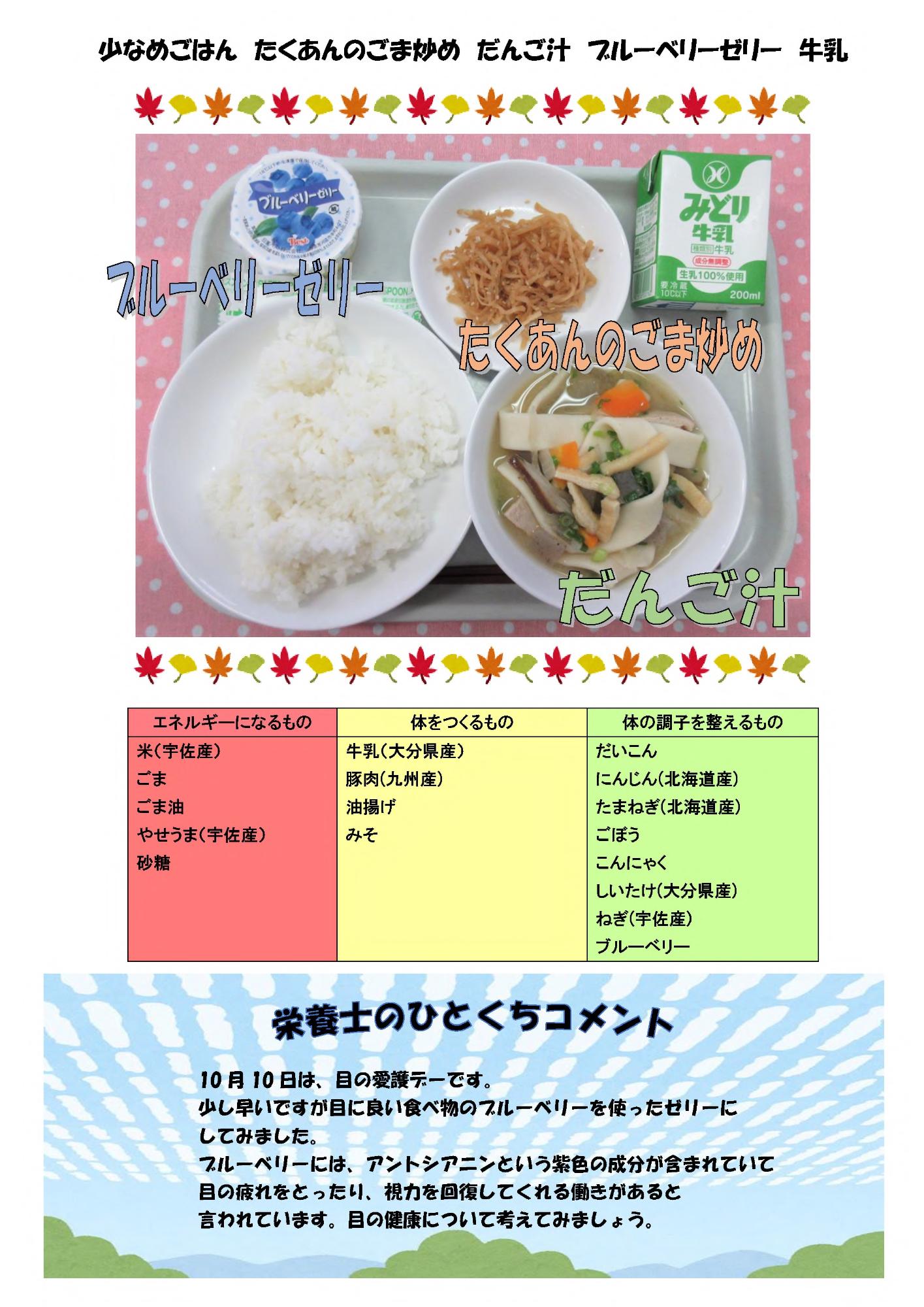 10月6日の給食