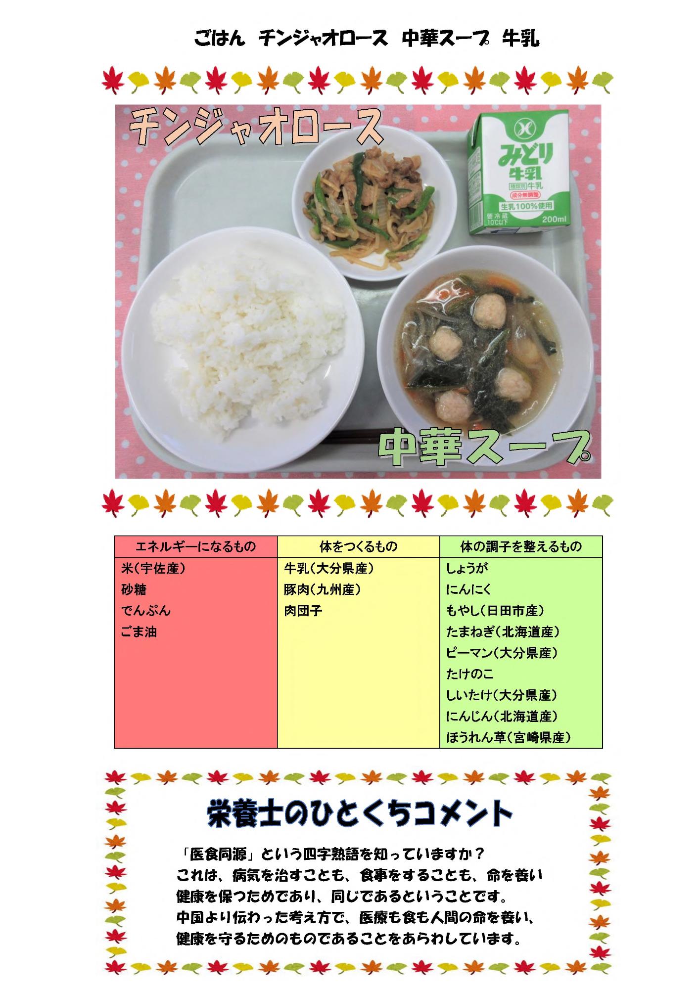 11月1日の給食