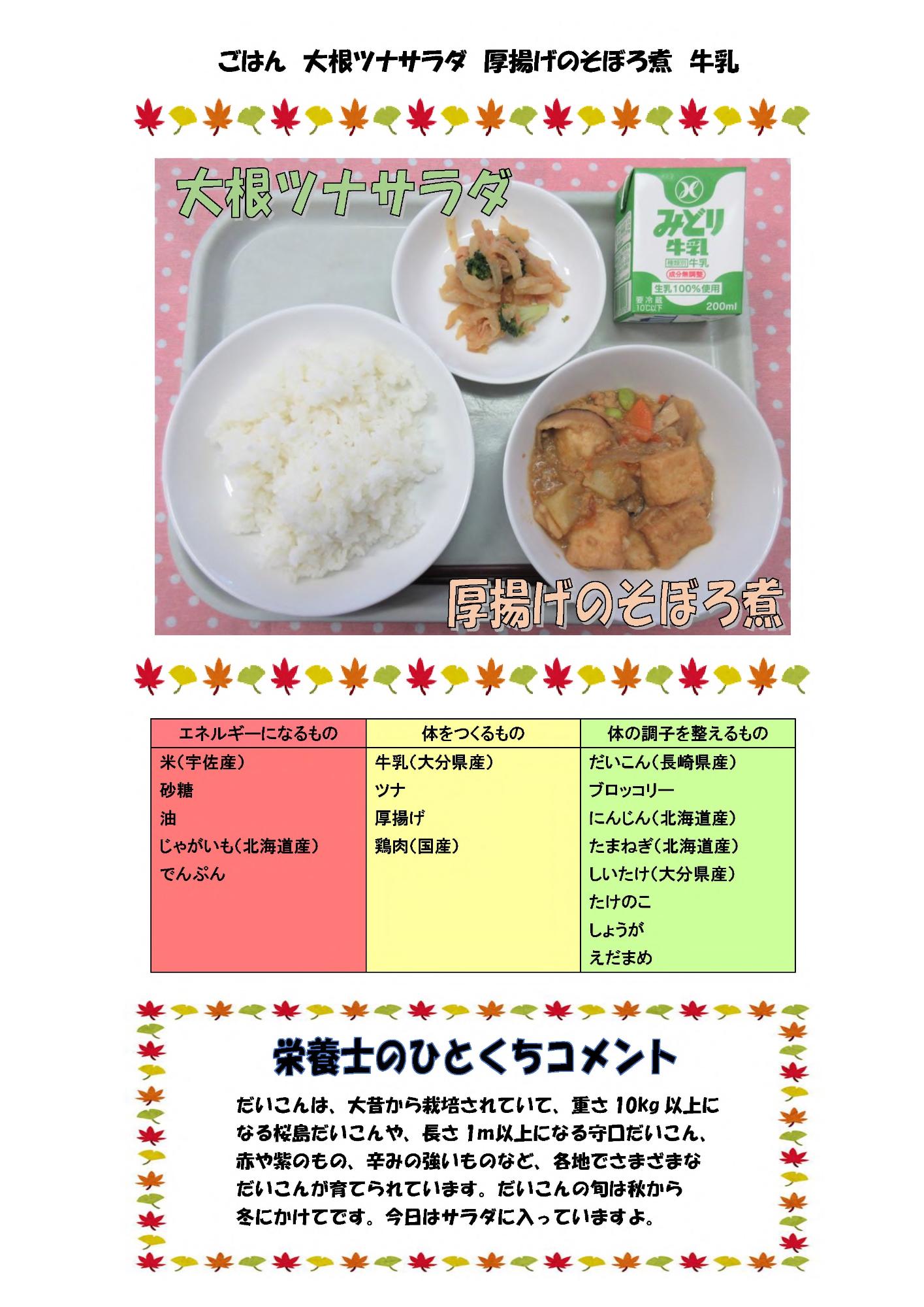 11月2日の給食