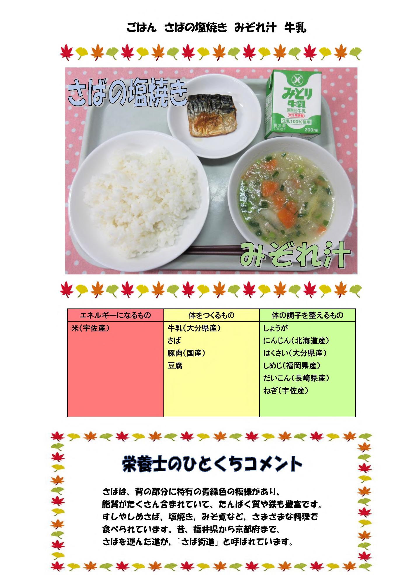11月7日の給食