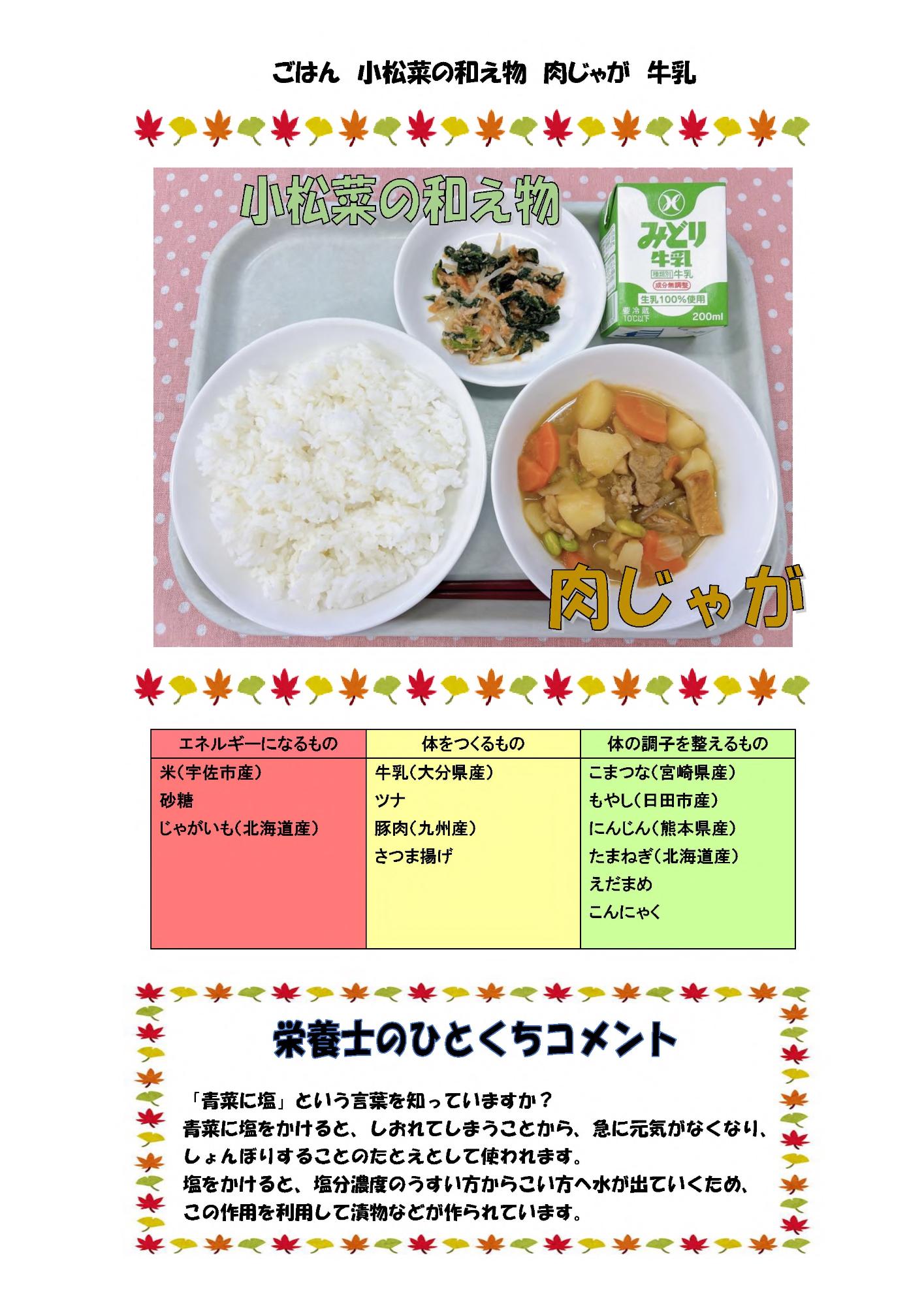11月21日の給食