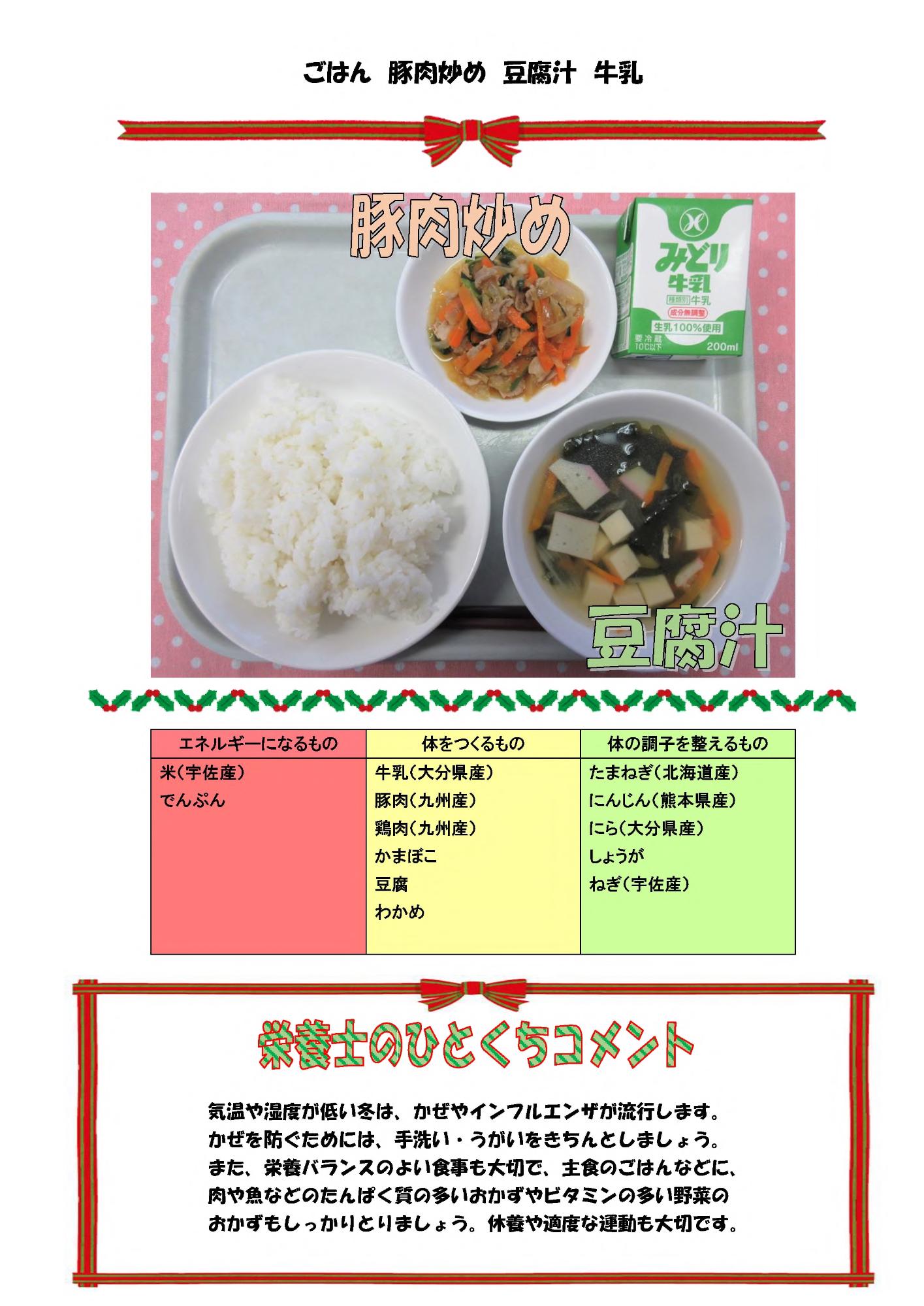 12月5日の給食
