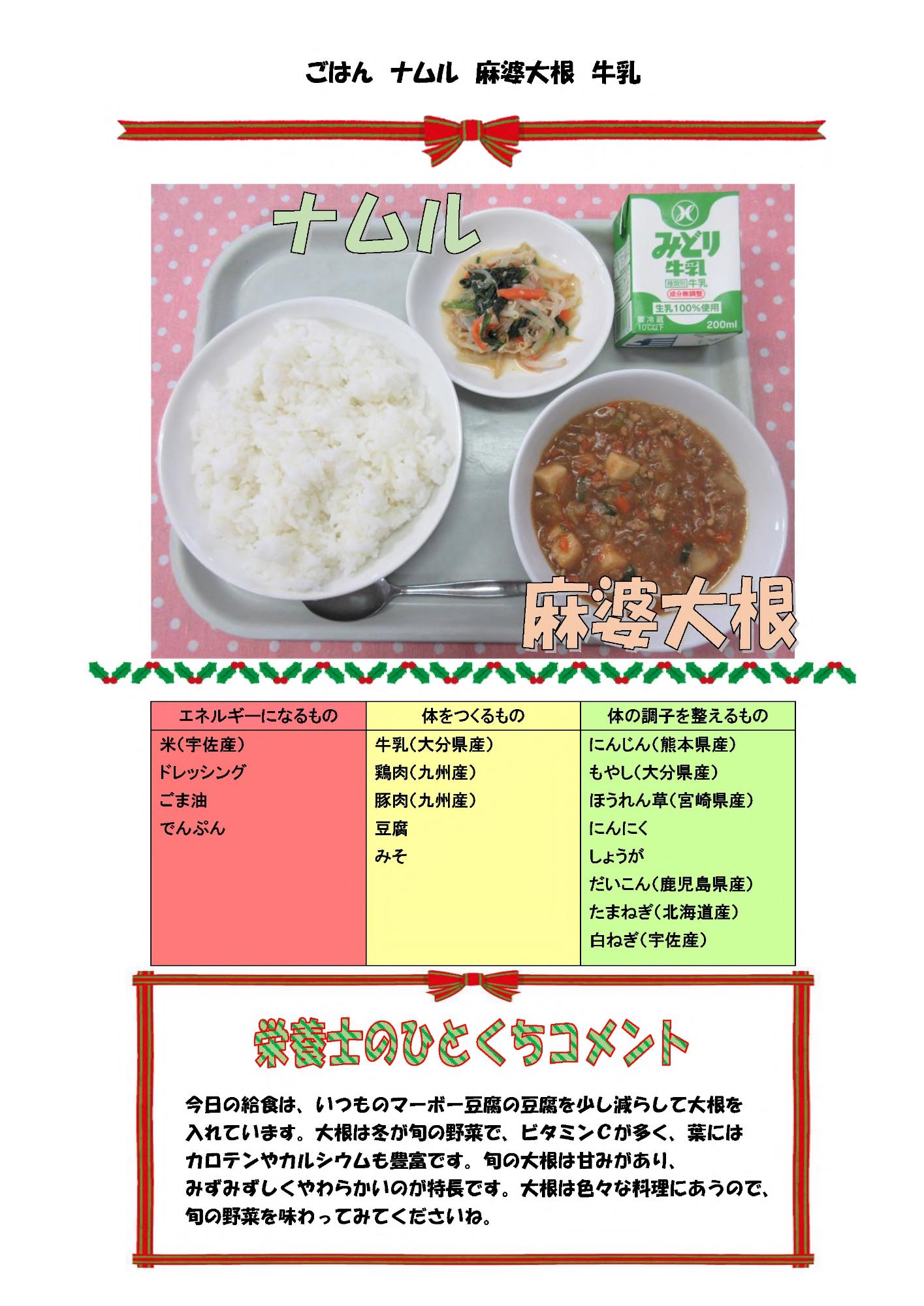 12月15日の給食