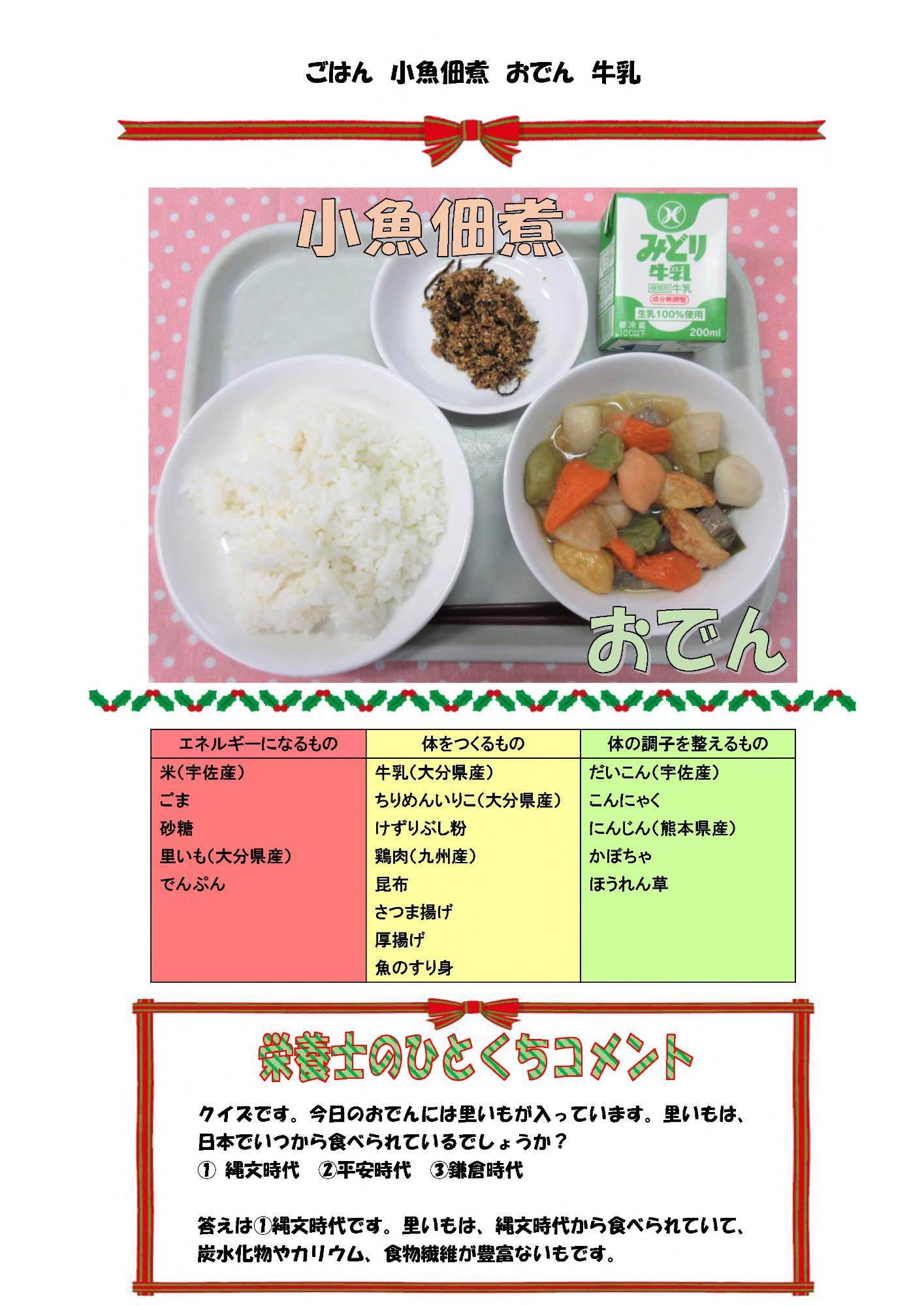 12月18日の給食