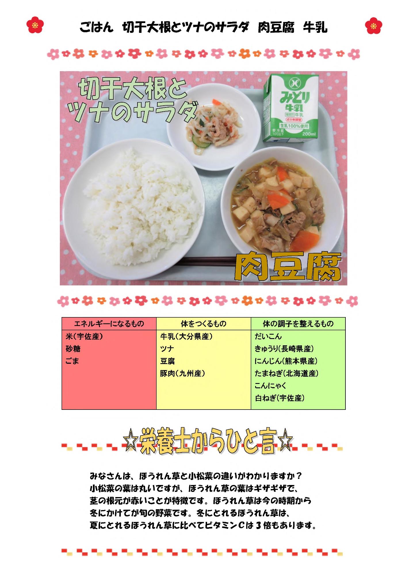 1月29日の給食