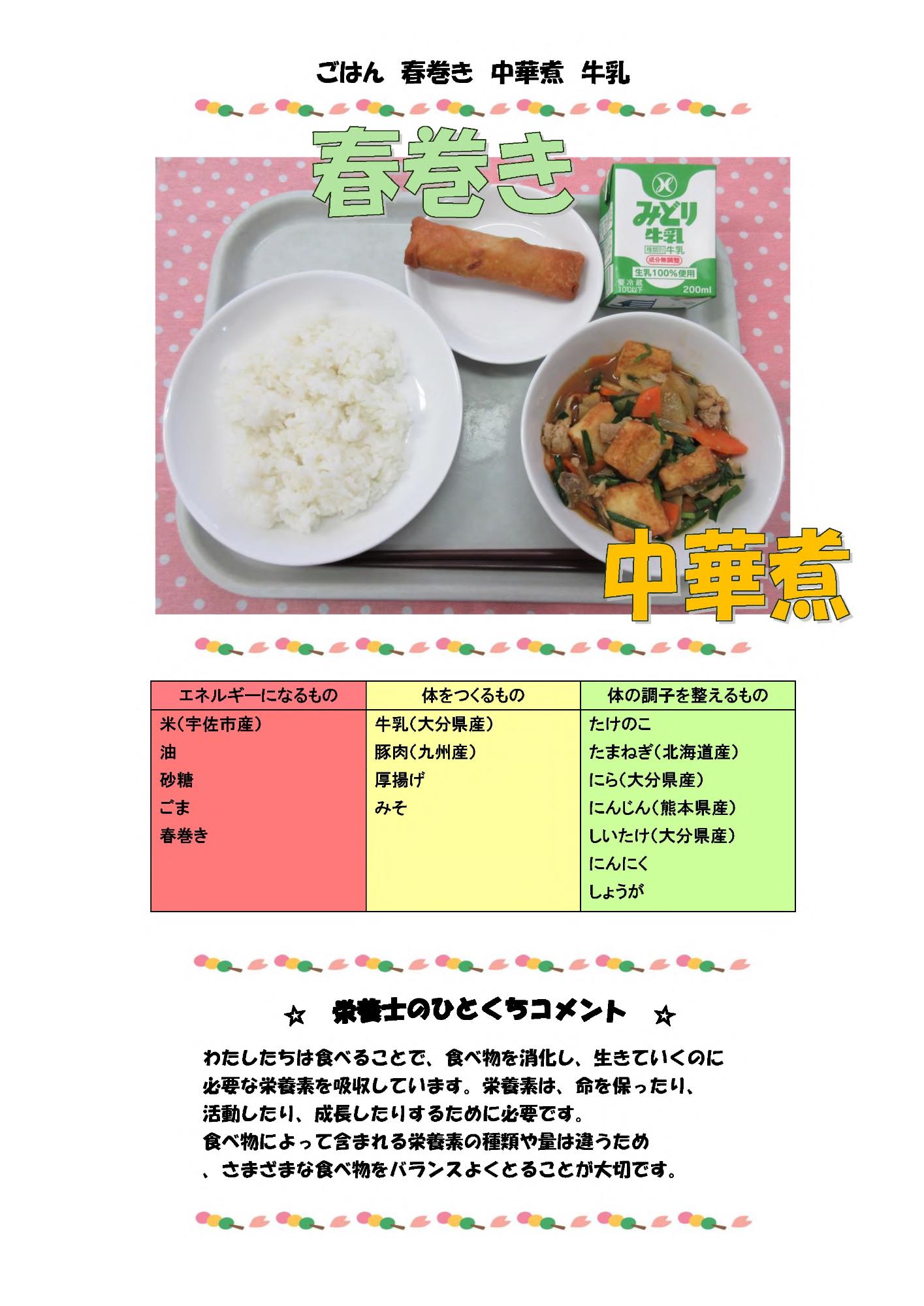 4月30日の給食
