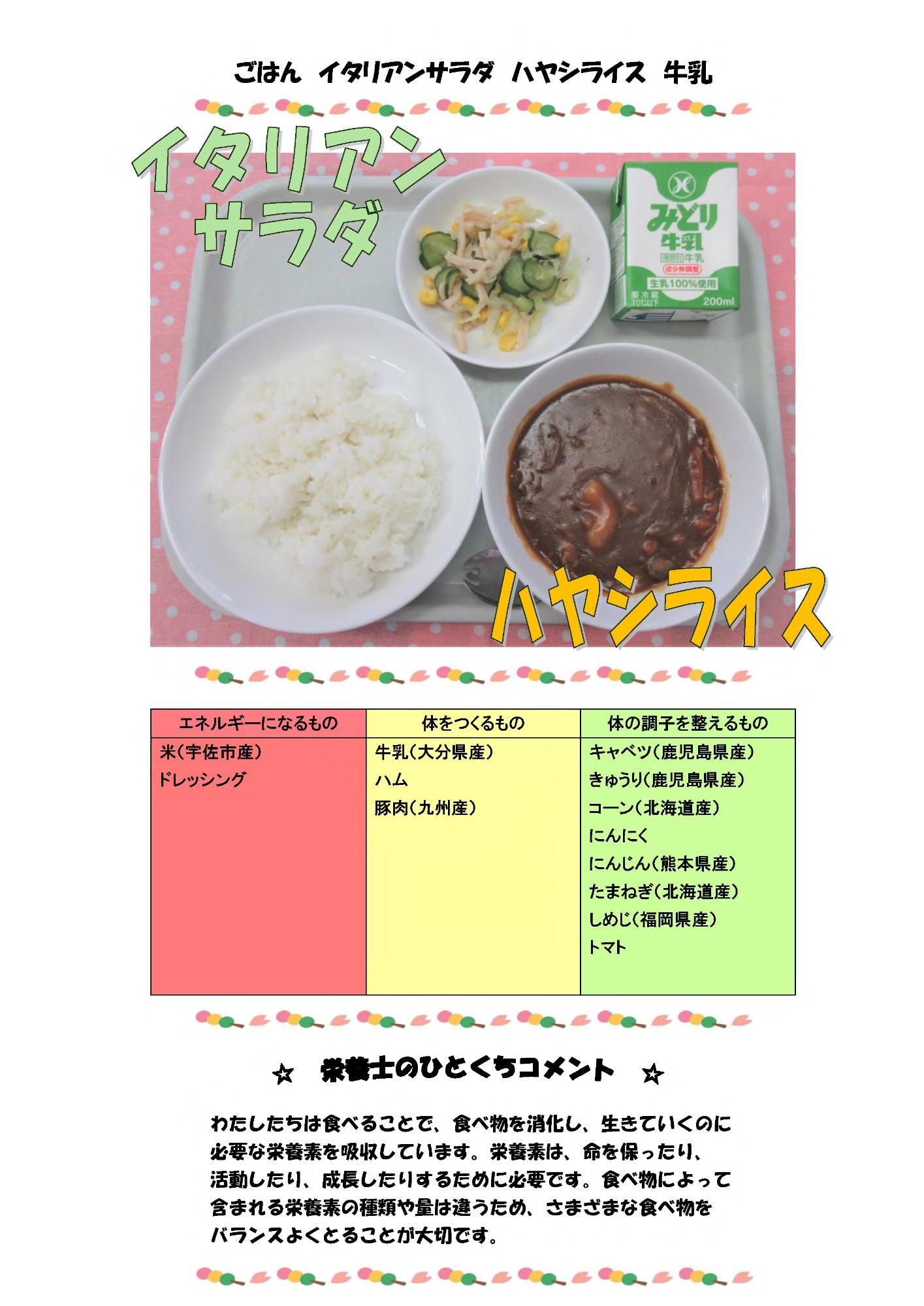 4月30日の給食