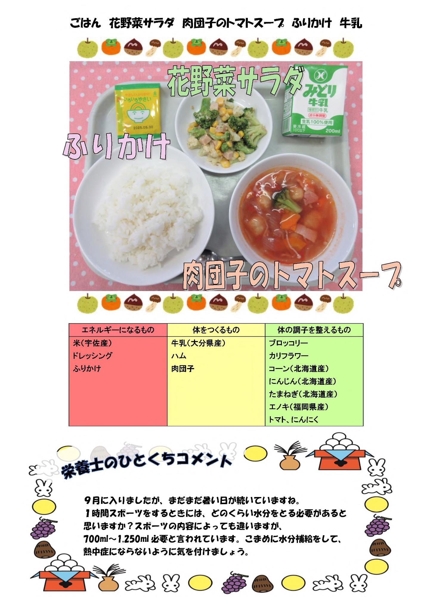 9月3日の給食