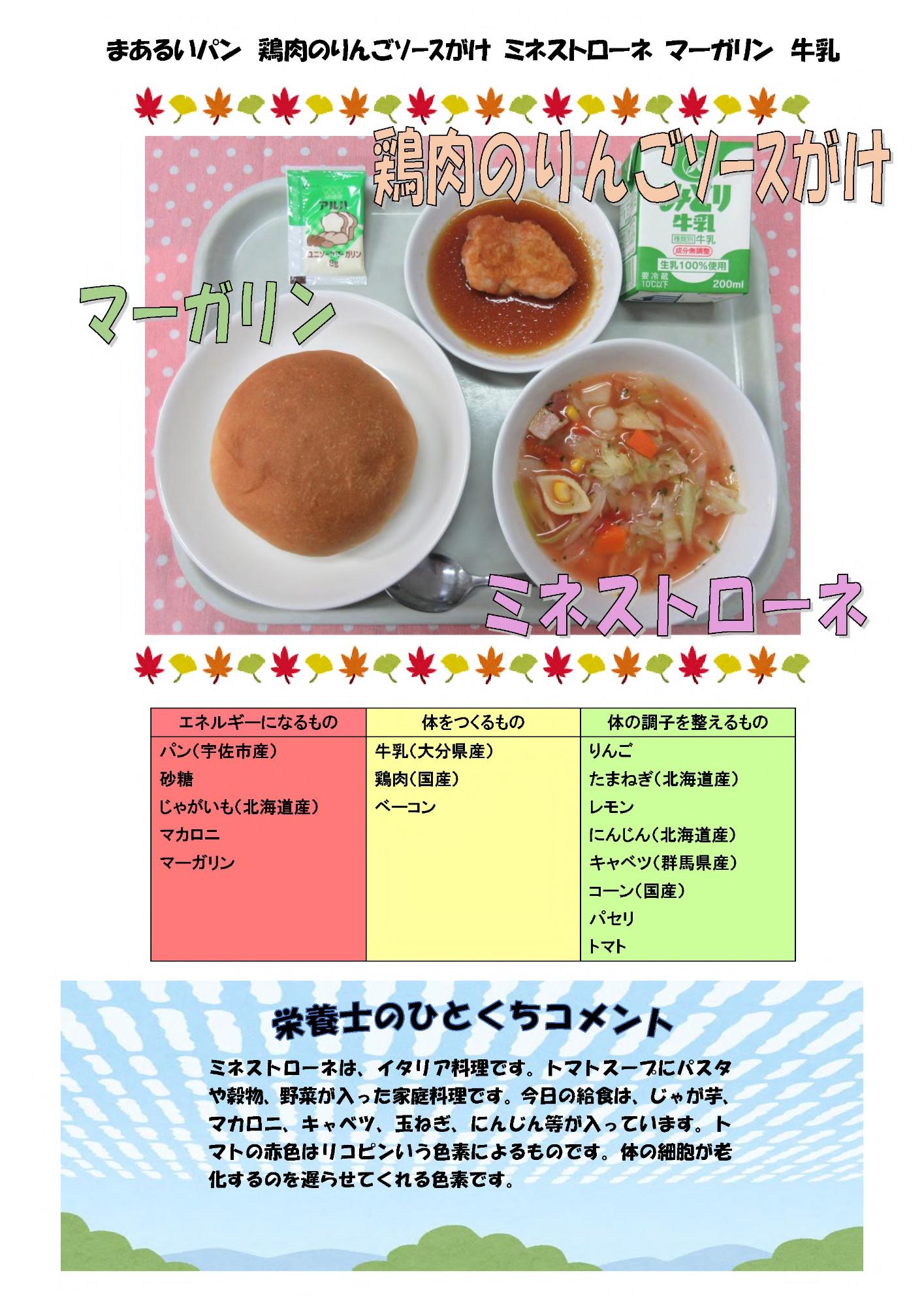 10月29日の給食
