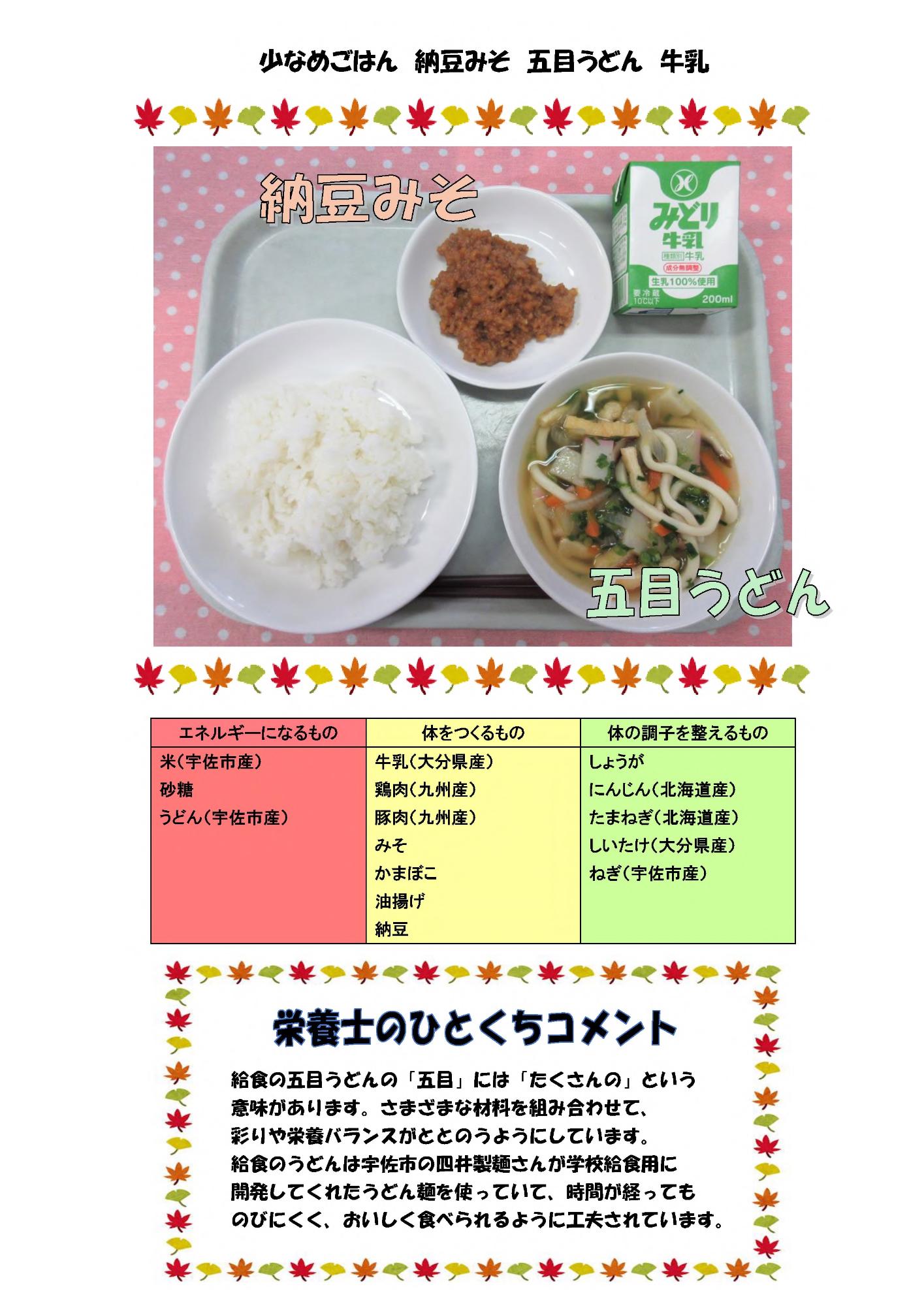 11月11日の給食
