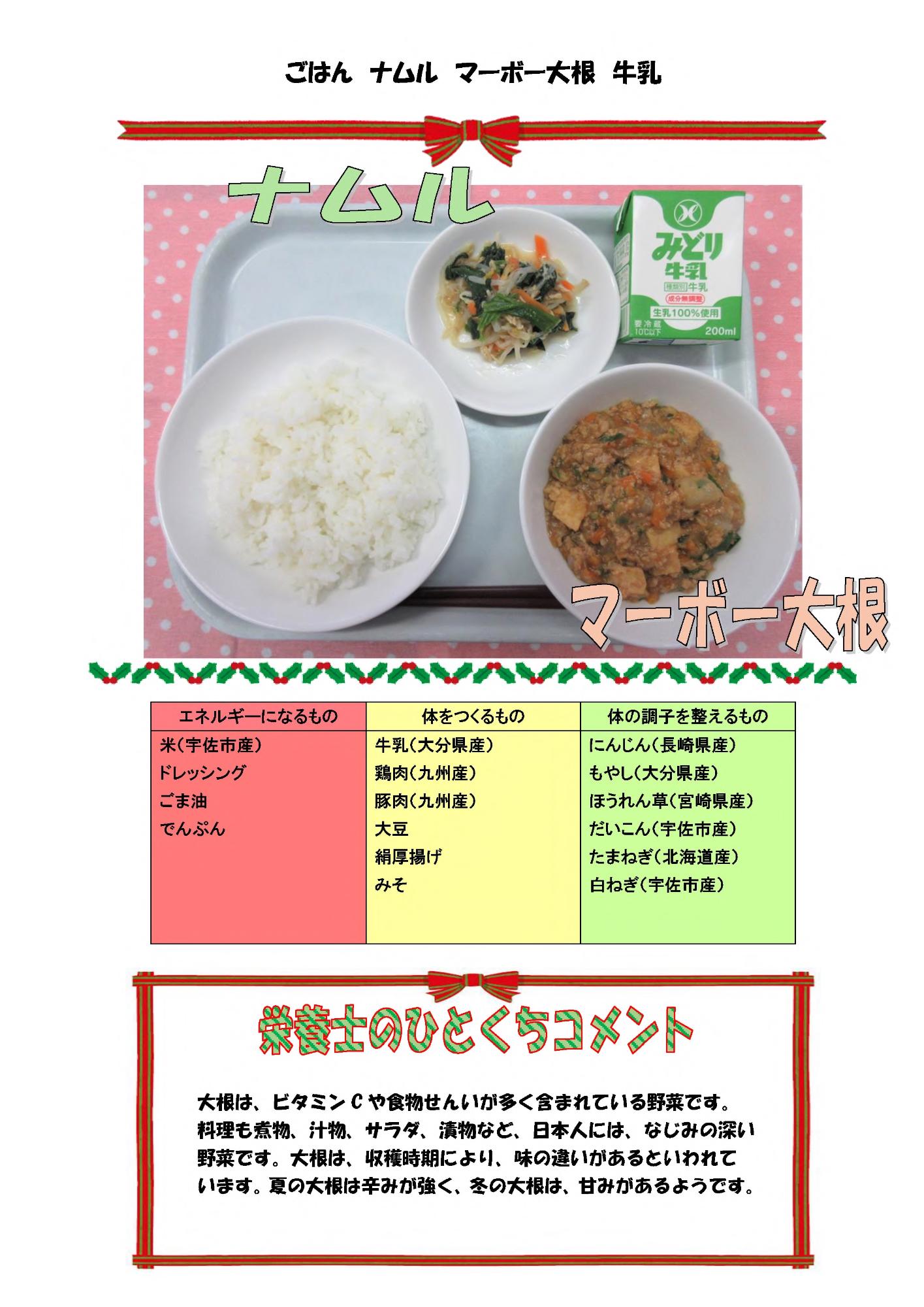 12月5日の給食