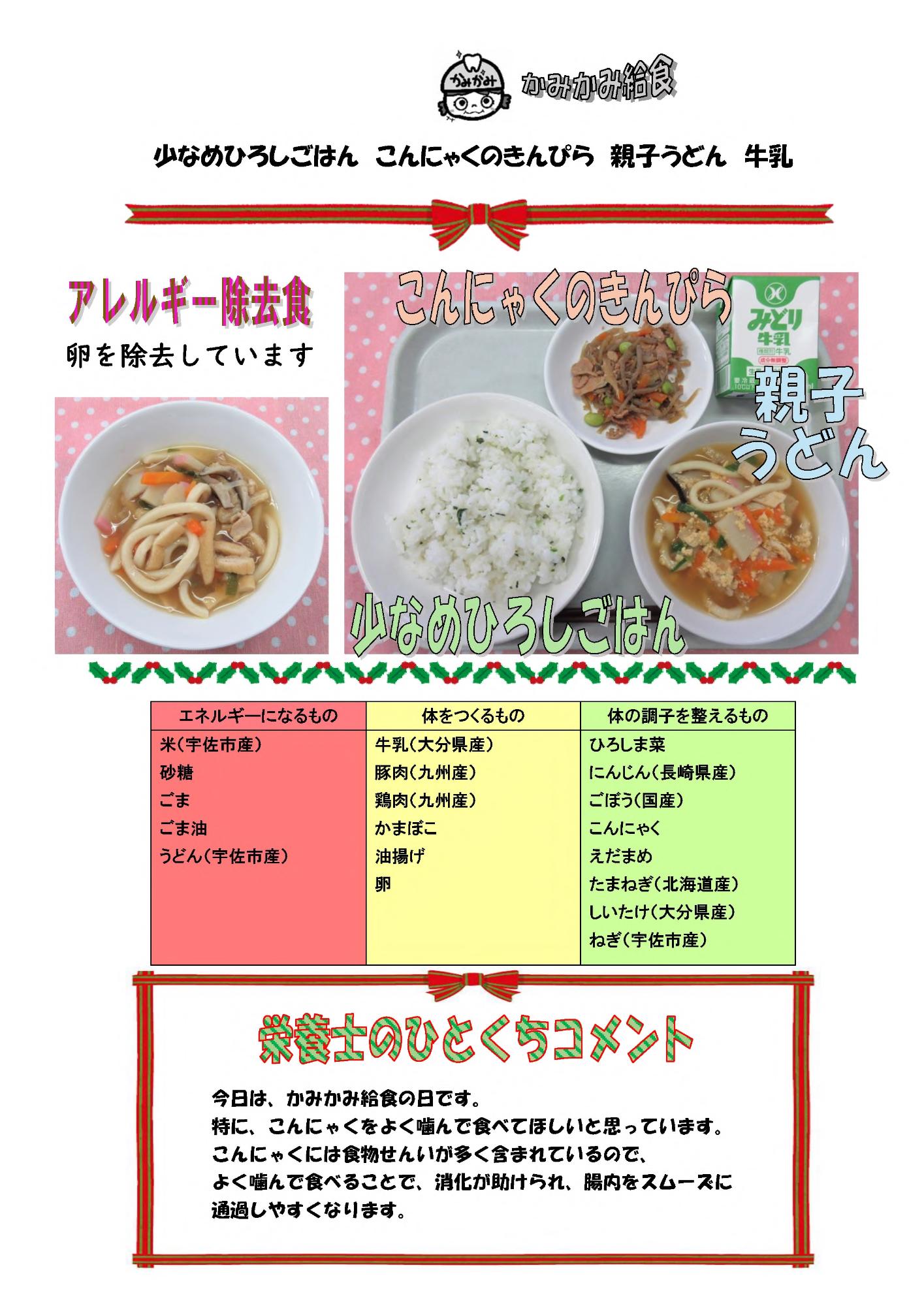 12月9日の給食