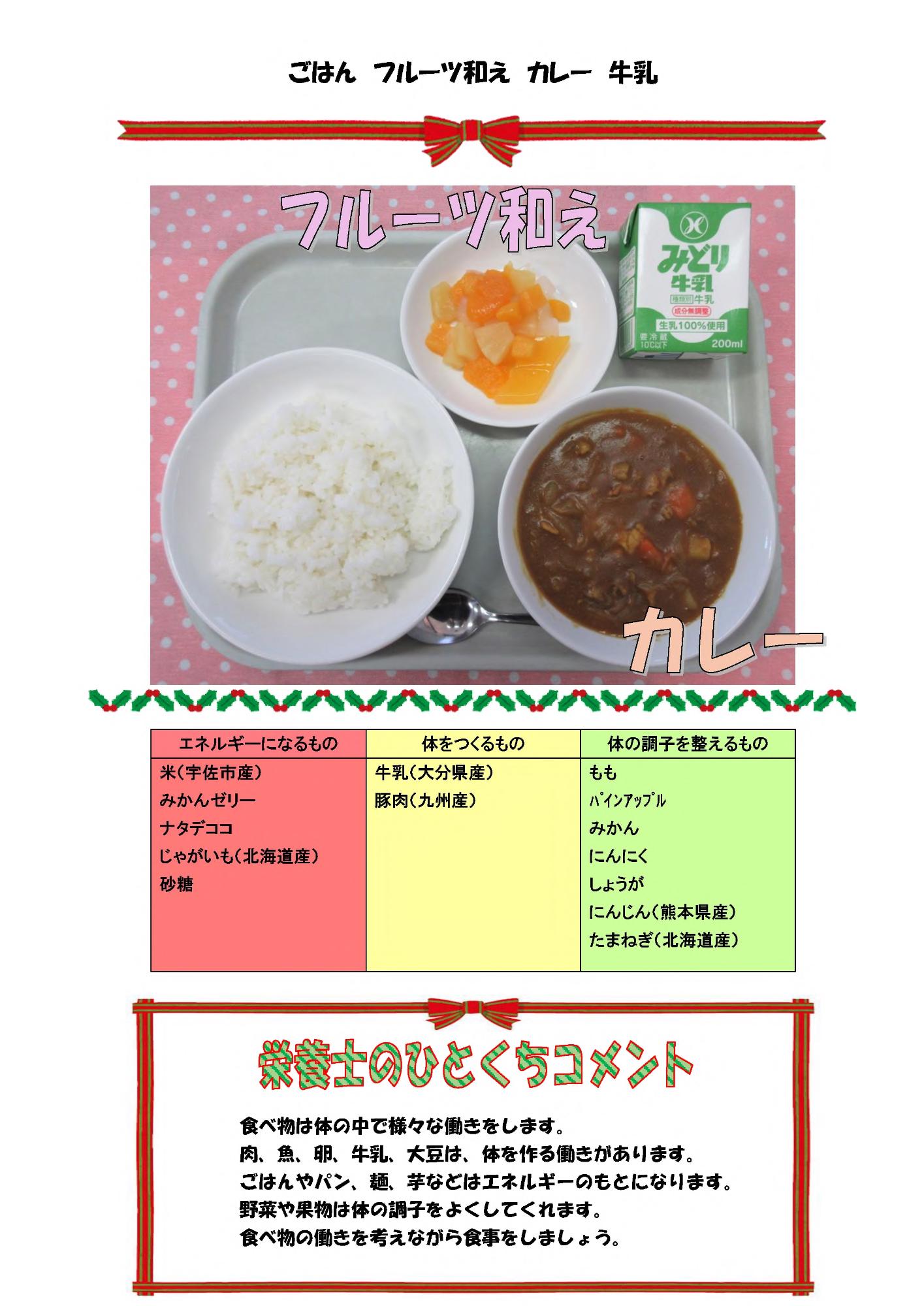 12月13日の給食