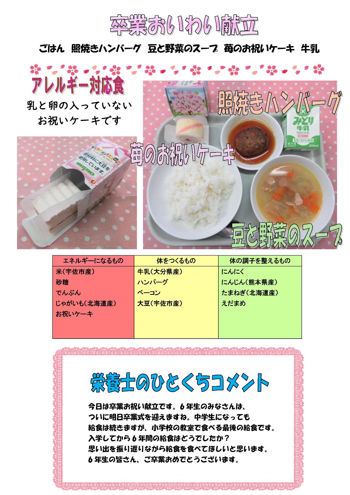 3月17日の給食
