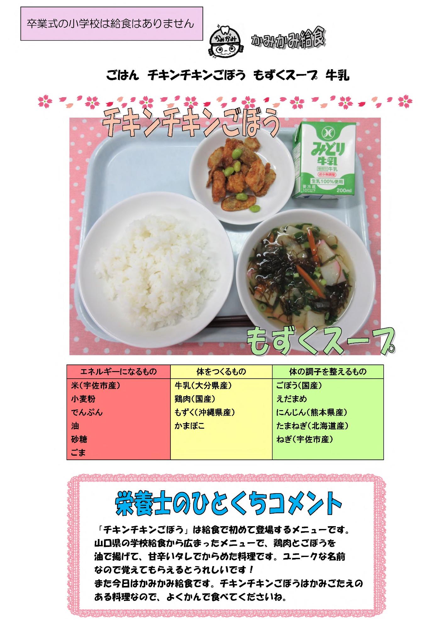 3月18日の給食