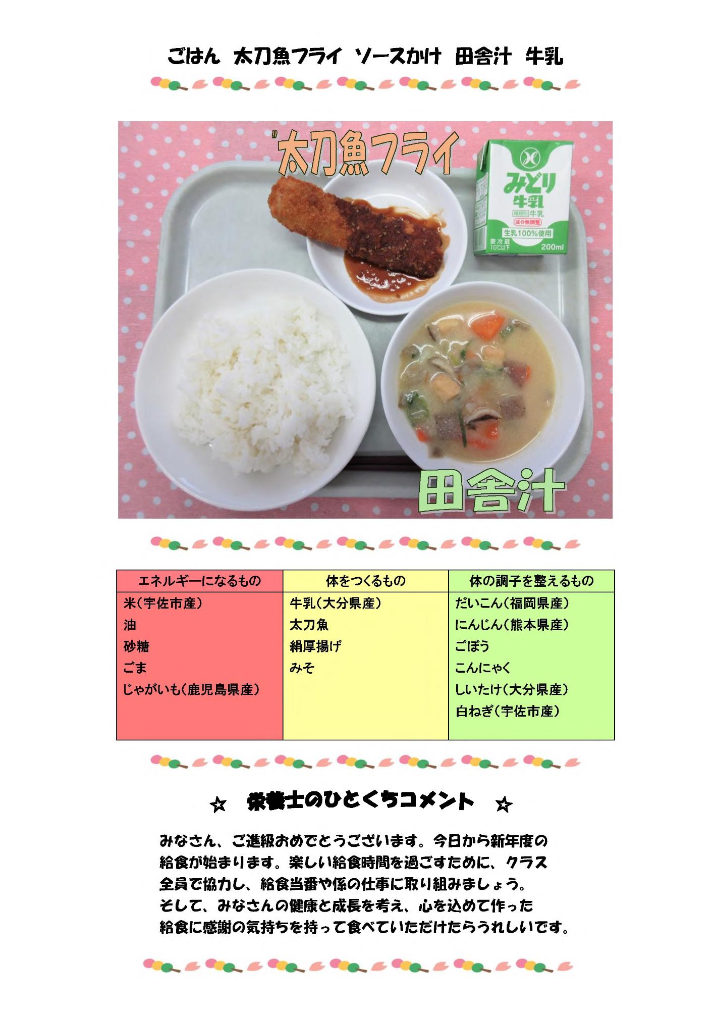 4月8日の給食