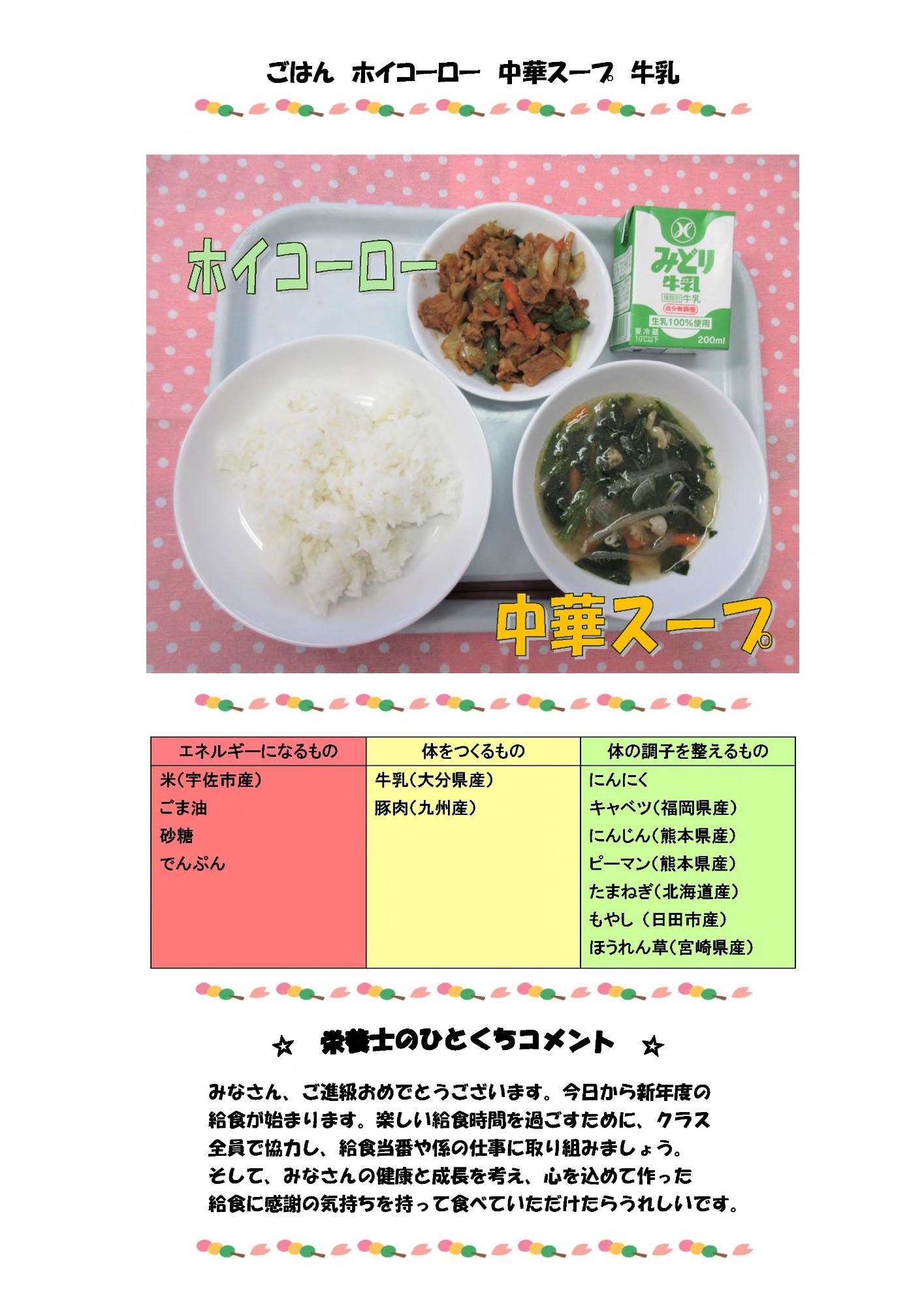 4月8日の給食
