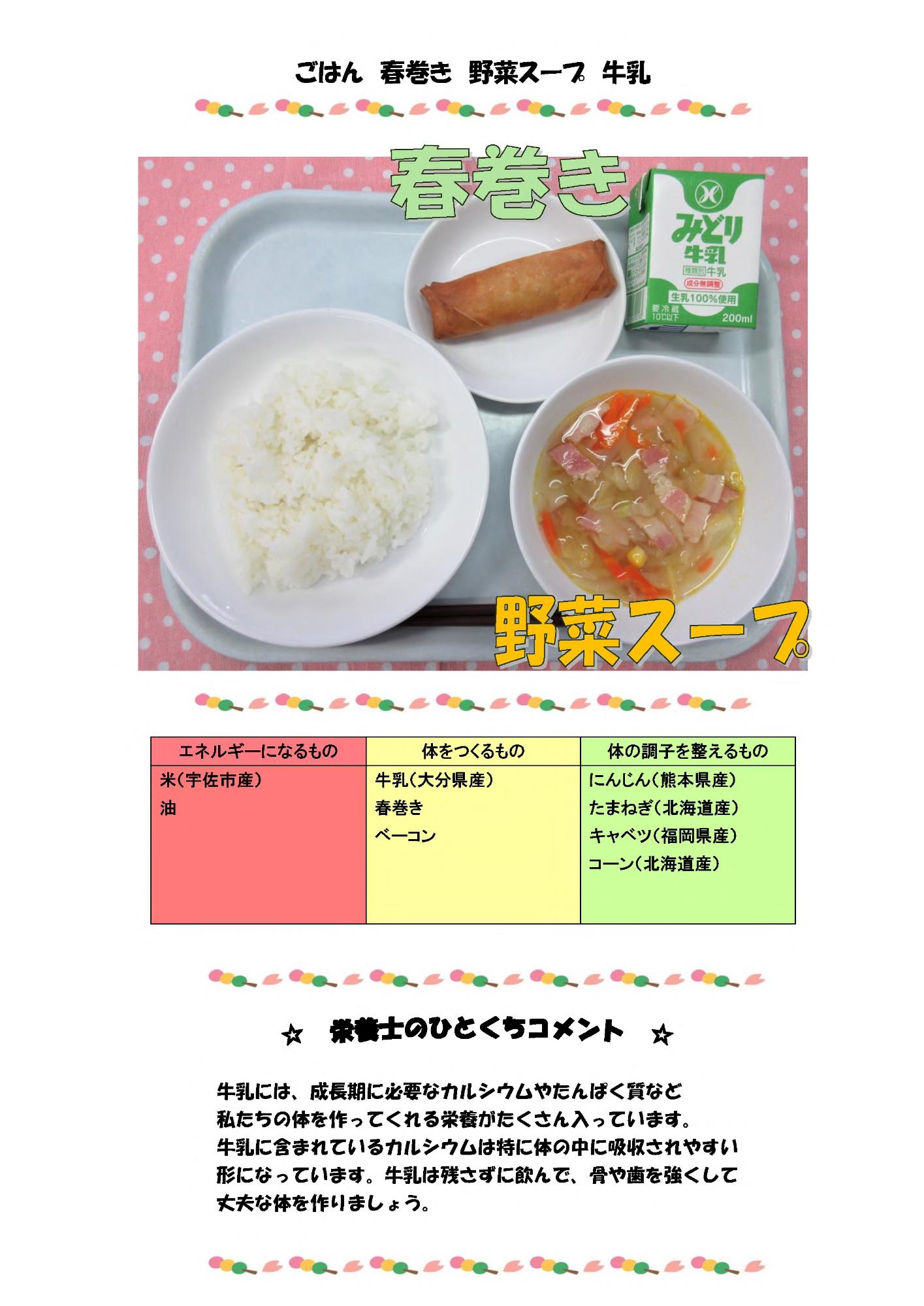 4月15日の給食