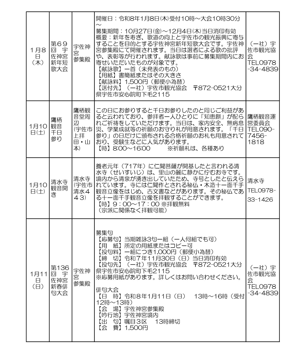 12~1月イベント情報